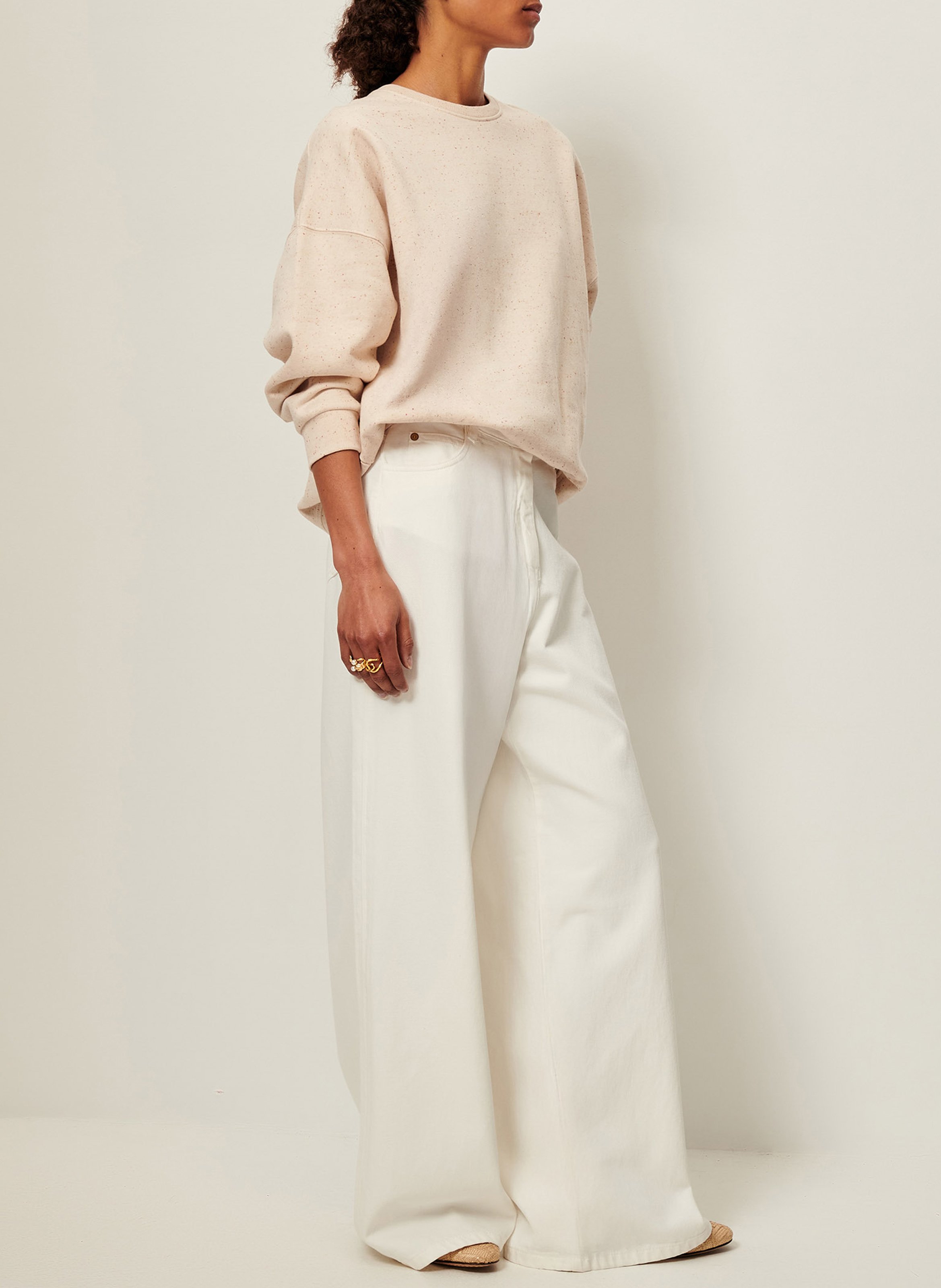 Sweat col rond oversize en coton mélangé chebbi SESSUN Beige