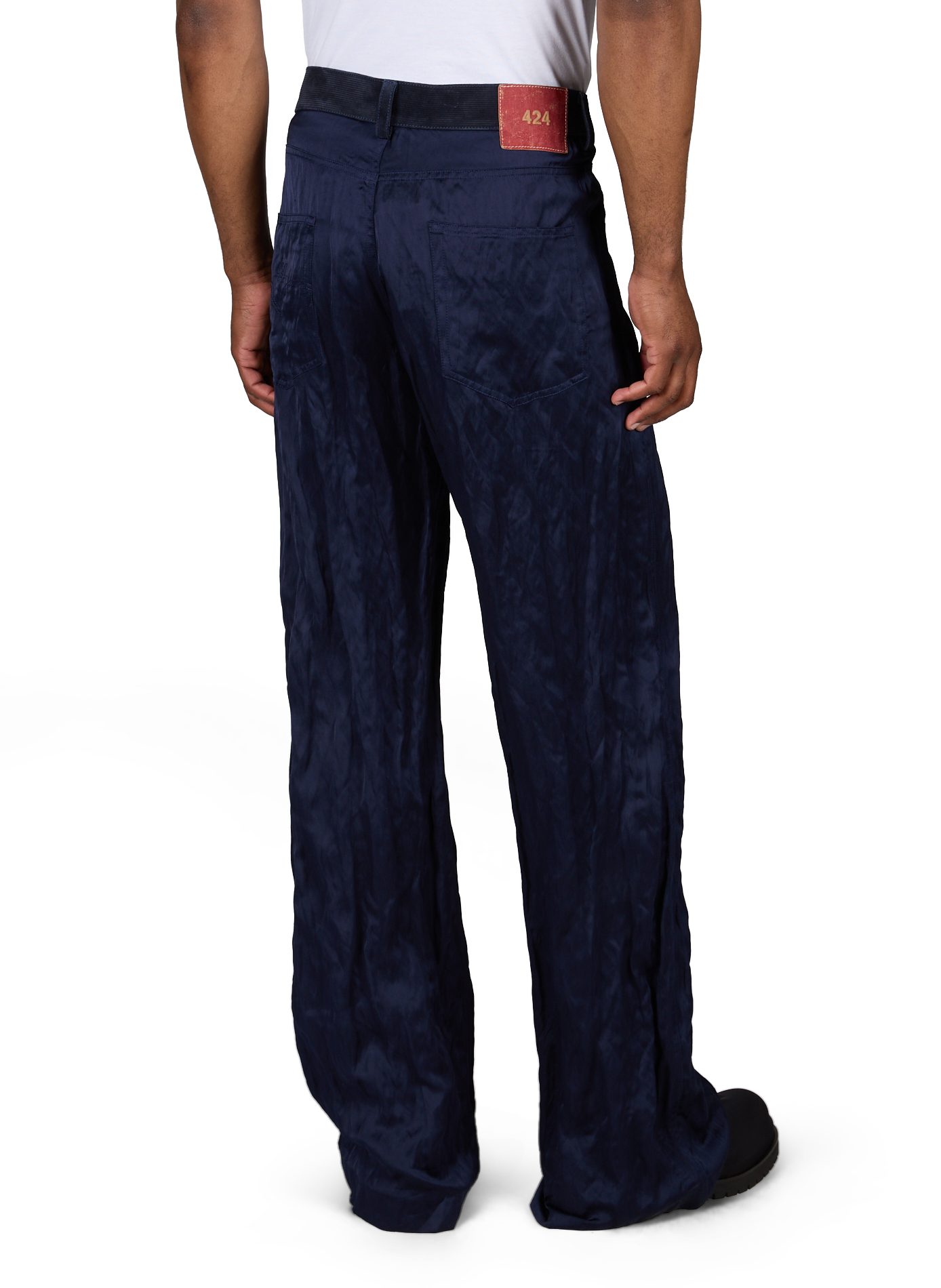 Weit geschnittene Satin-Knitterhose 424 Blau