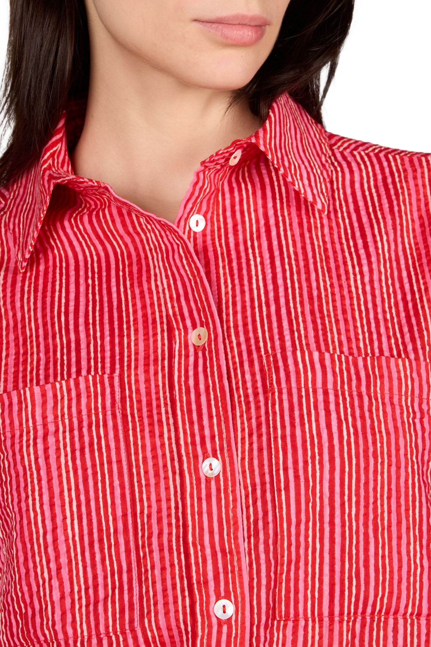 Chemise brodée à manches courtes en coton GARANCE Rose