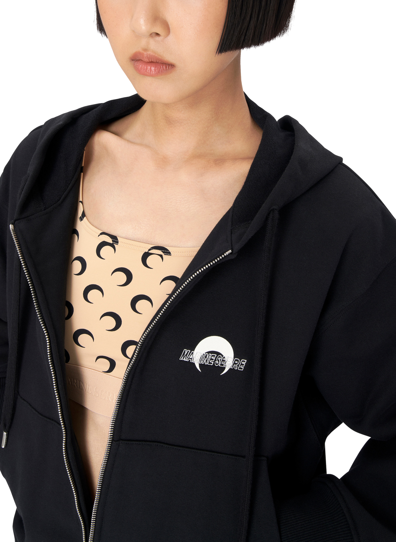 Ms sport fleece zipped hoodie unisex MARINE SERRE Black