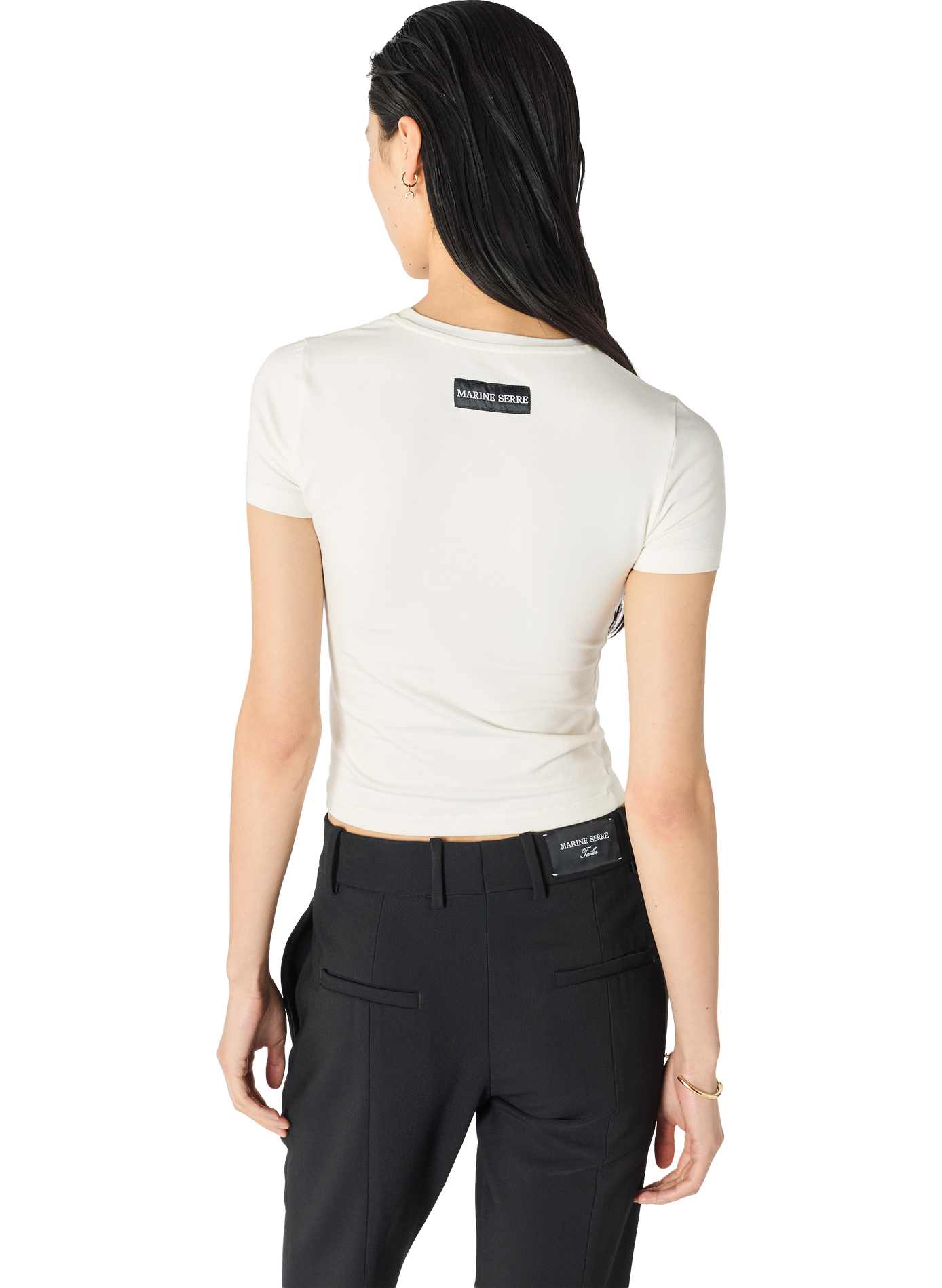 T-shirt baby fit avec logo perle MARINE SERRE Blanc
