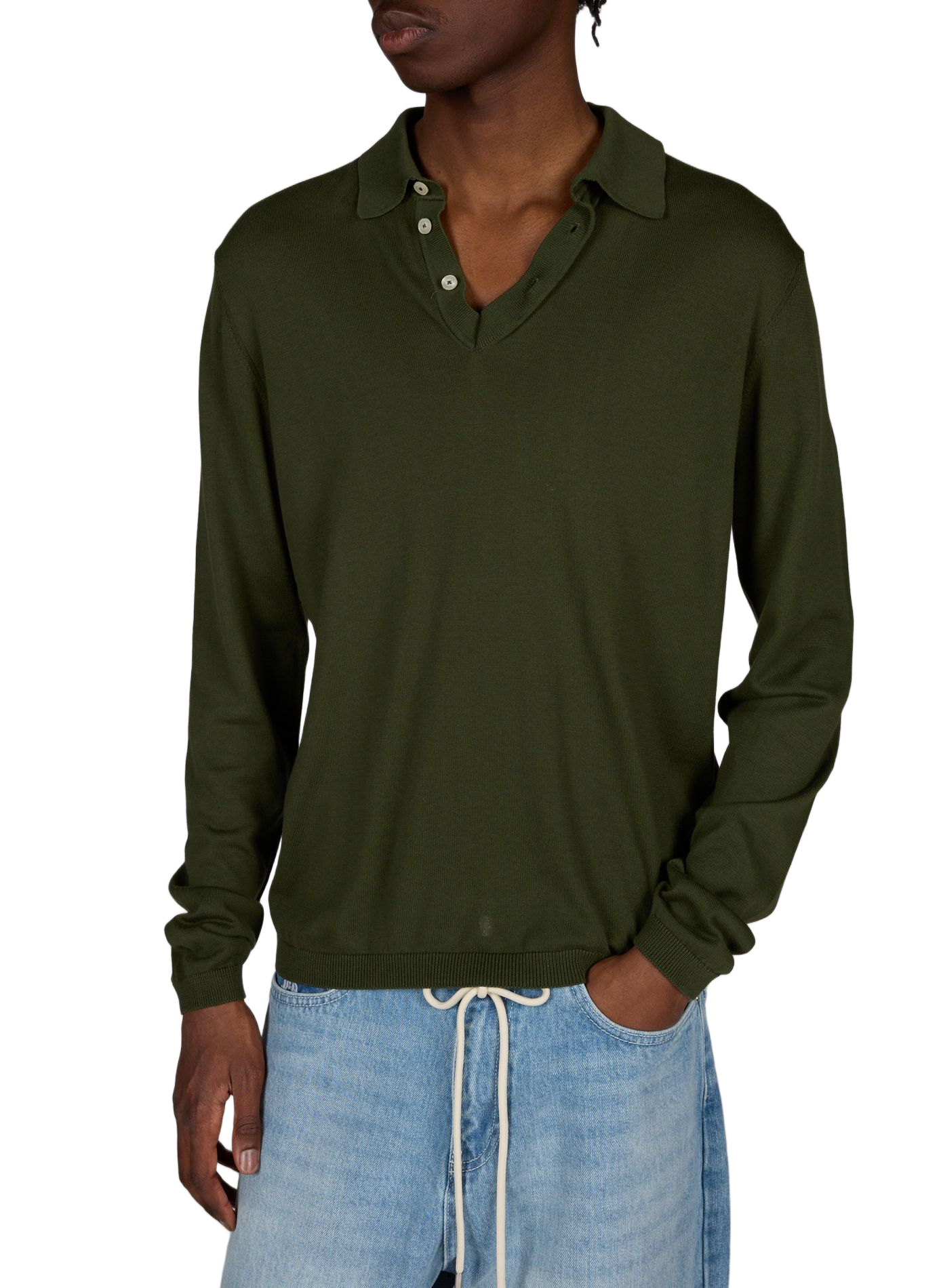 Long-sleeved cotton polo shirt FACONNABLE Khaki