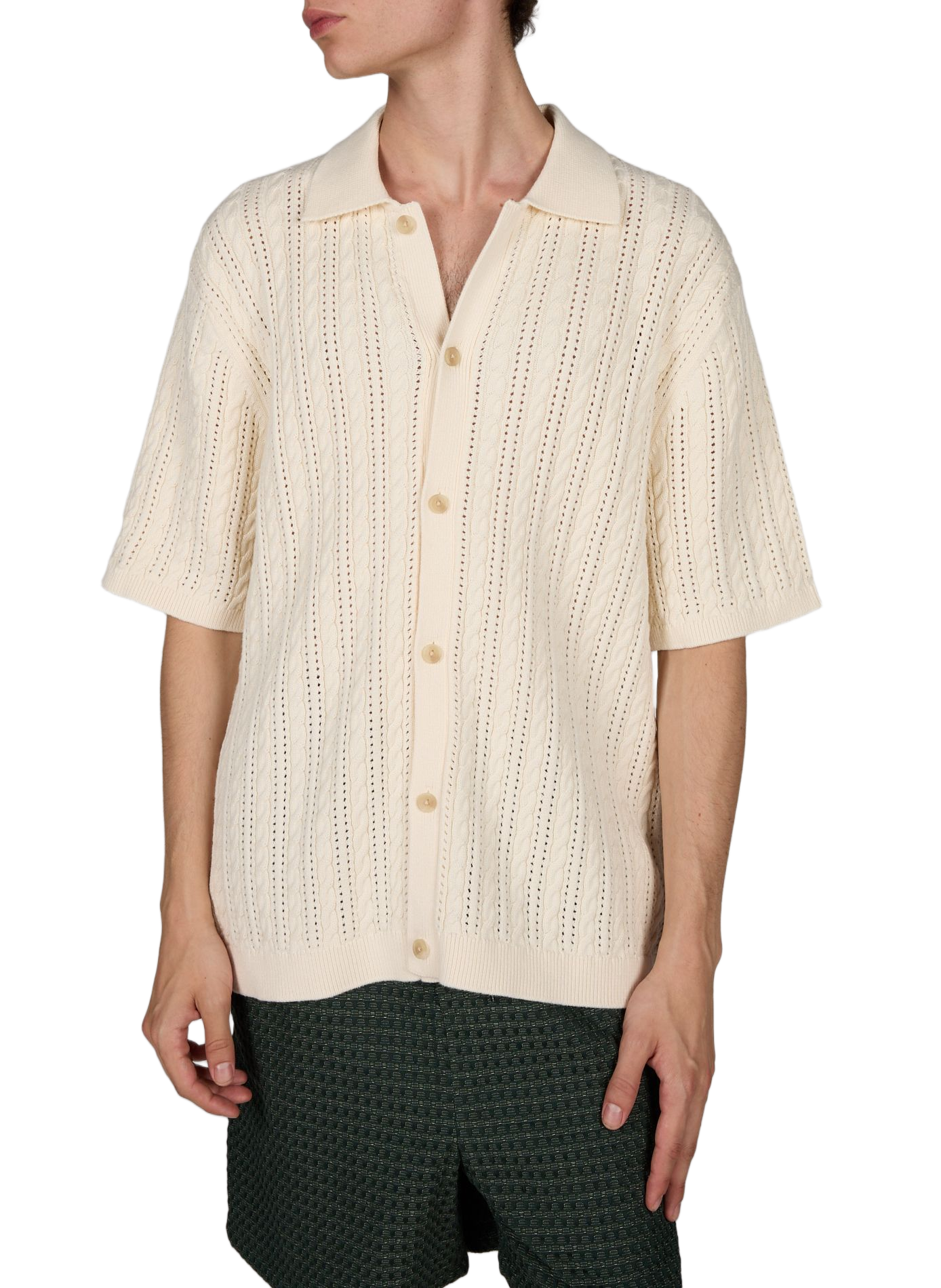 Straight cotton knit shirt LES DEUX White