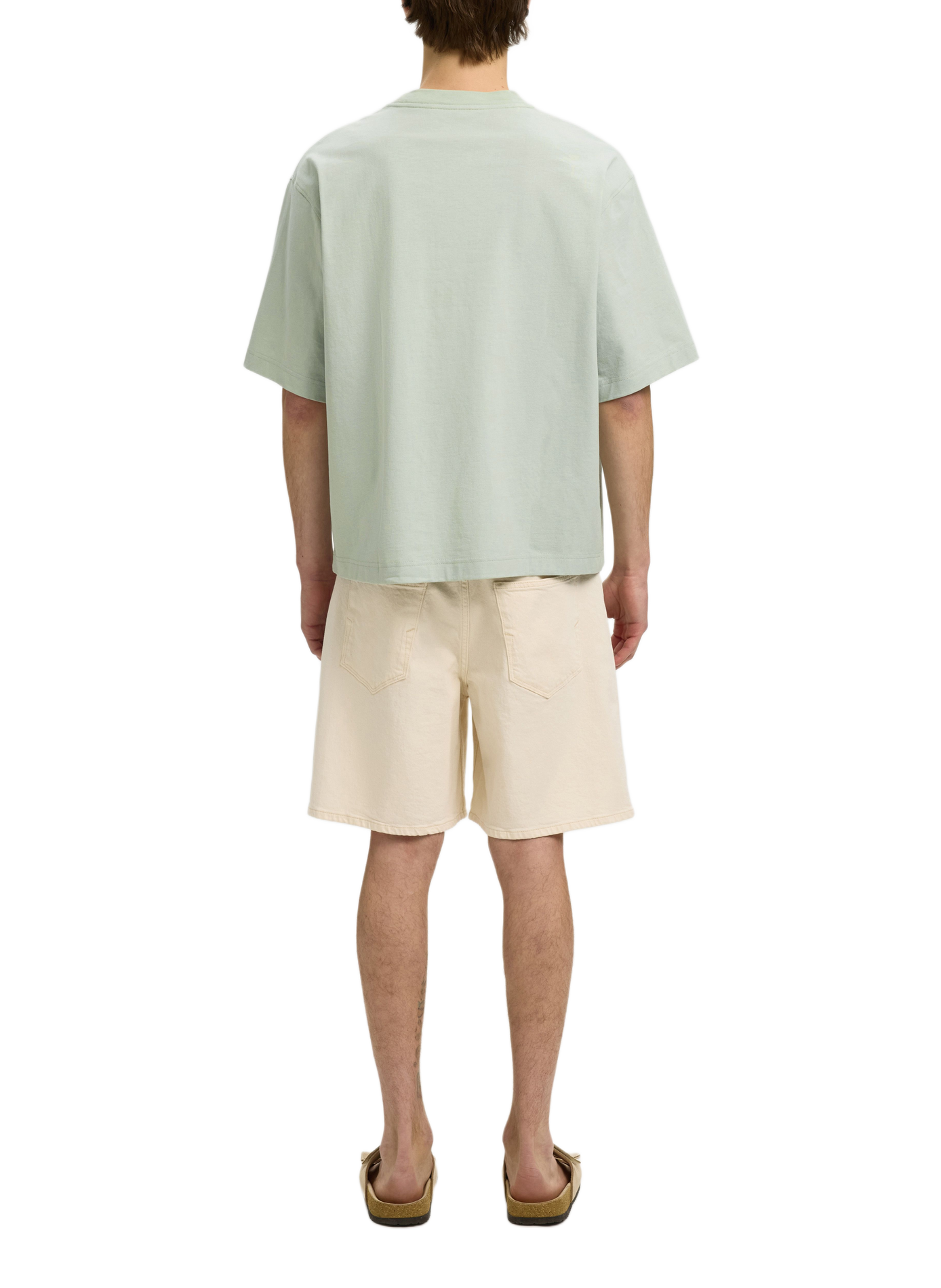Printed cotton T-shirt SELECTED Green