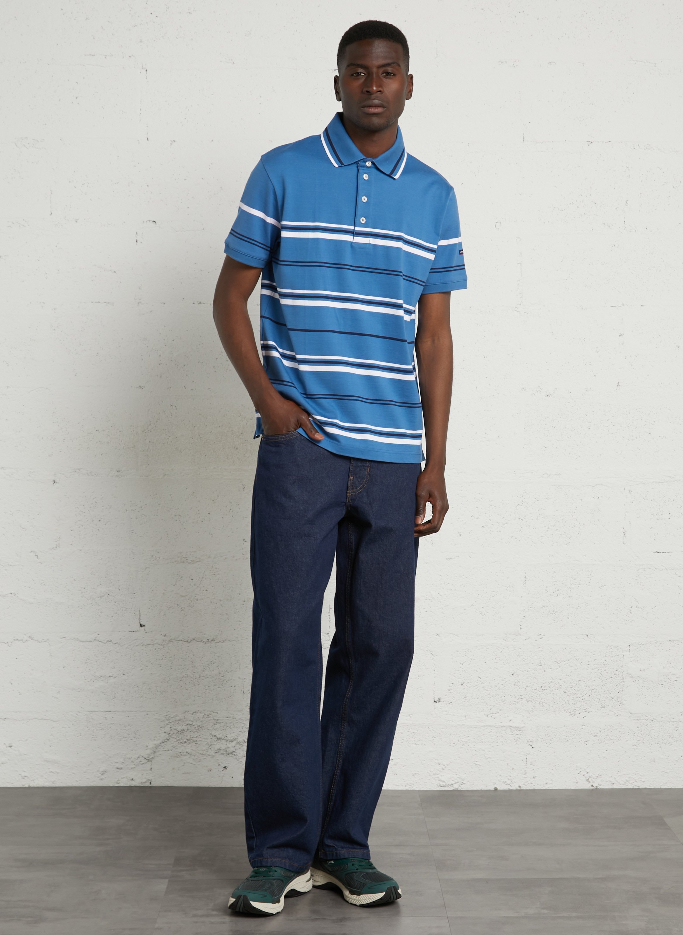 Polo met korte mouwen en rechte snit met strepen. ARMOR-LUX Blauw