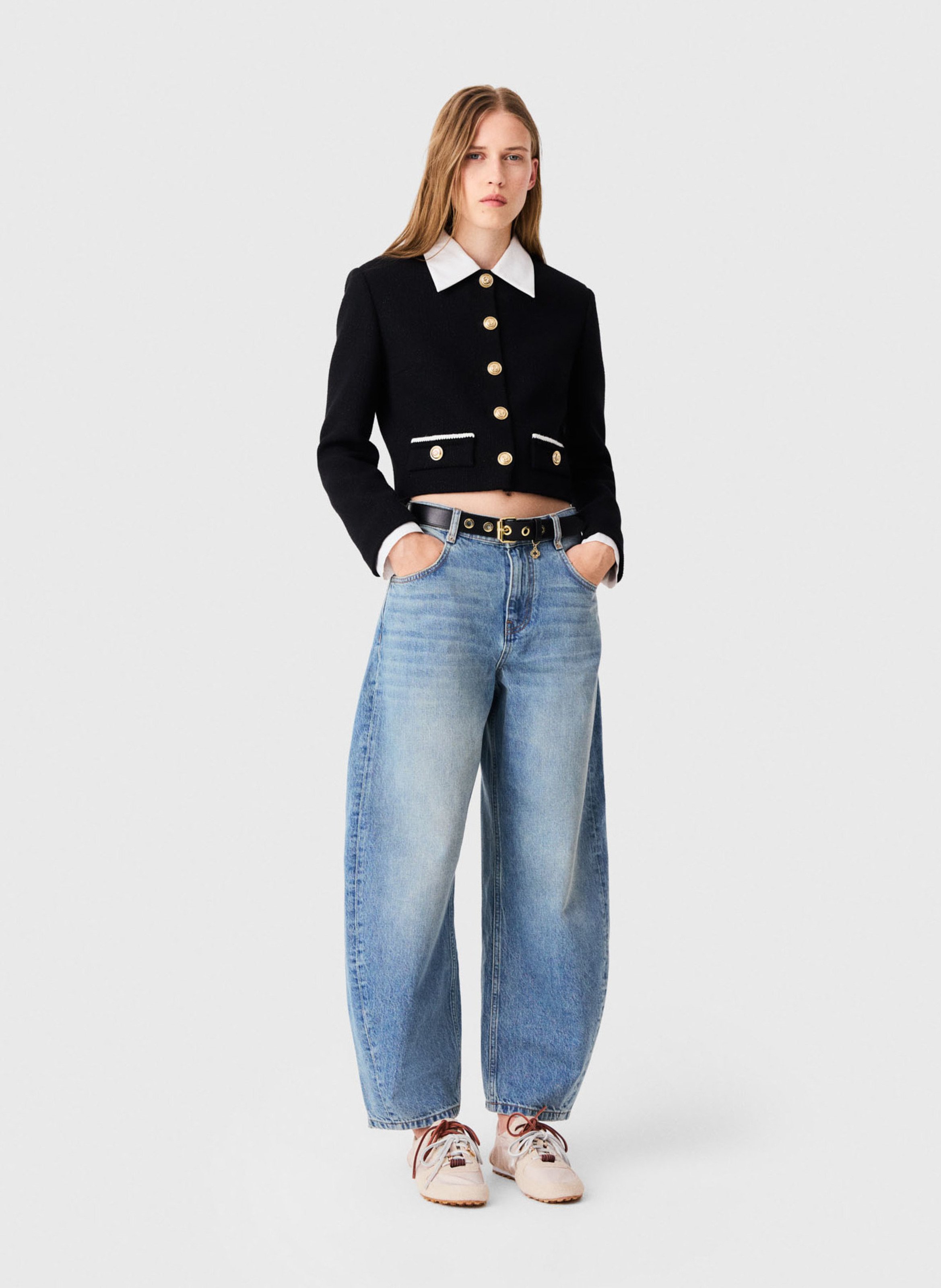 Veste courte ajustée en coton mélangé MAJE Noir