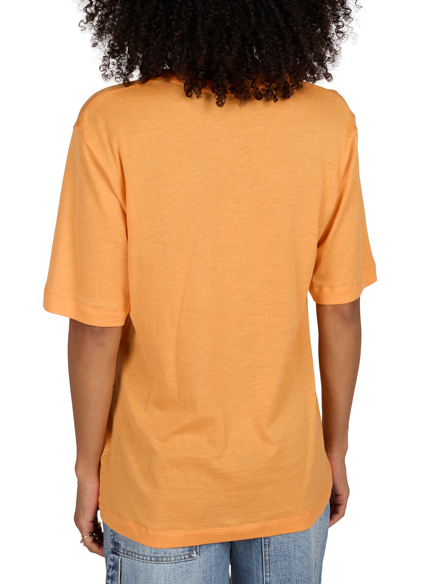Plain round neck cotton T-shirt TIBI Orange
