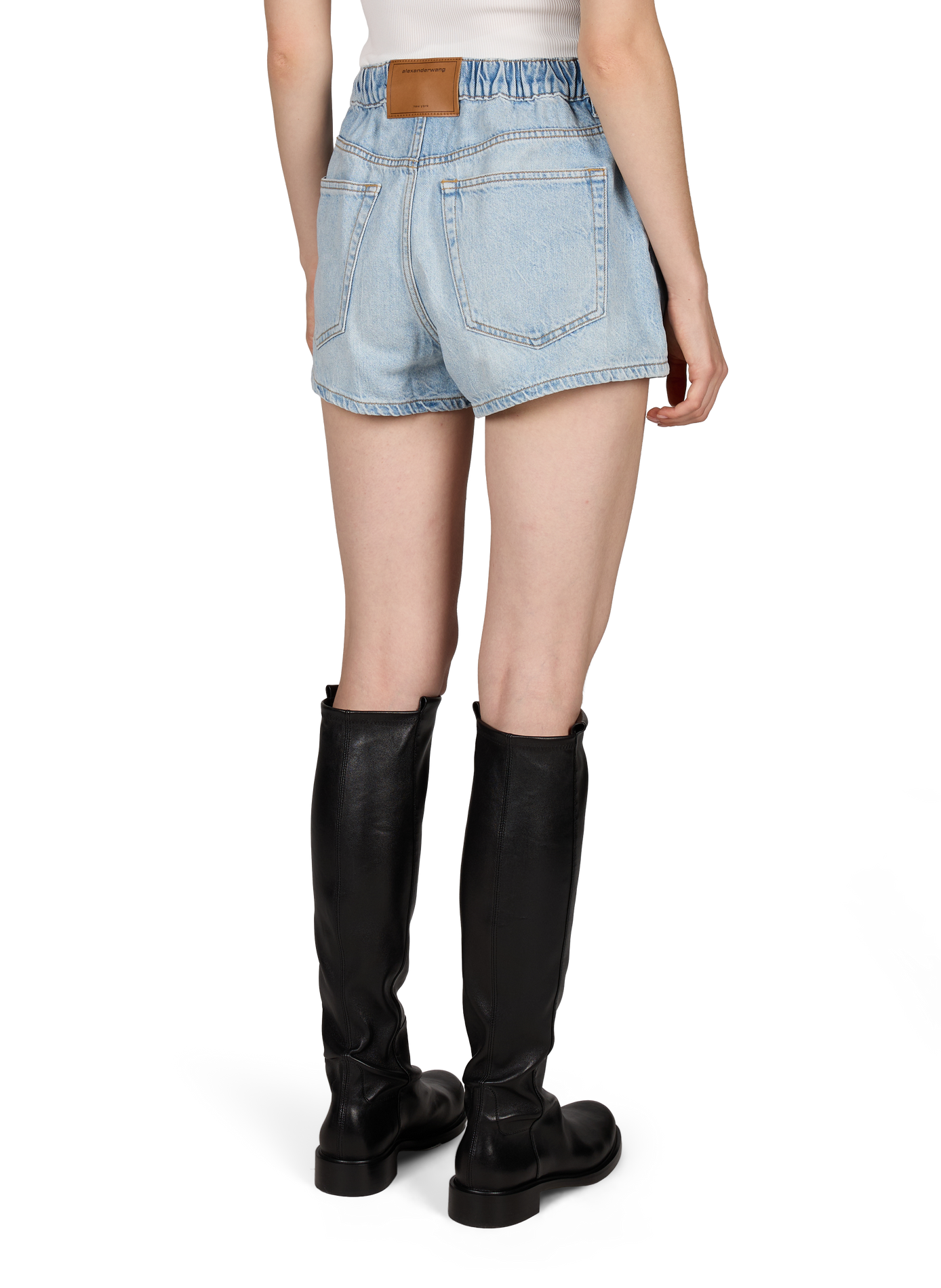 Short metallic-link cotton marathon shorts ALEXANDER WANG Blue