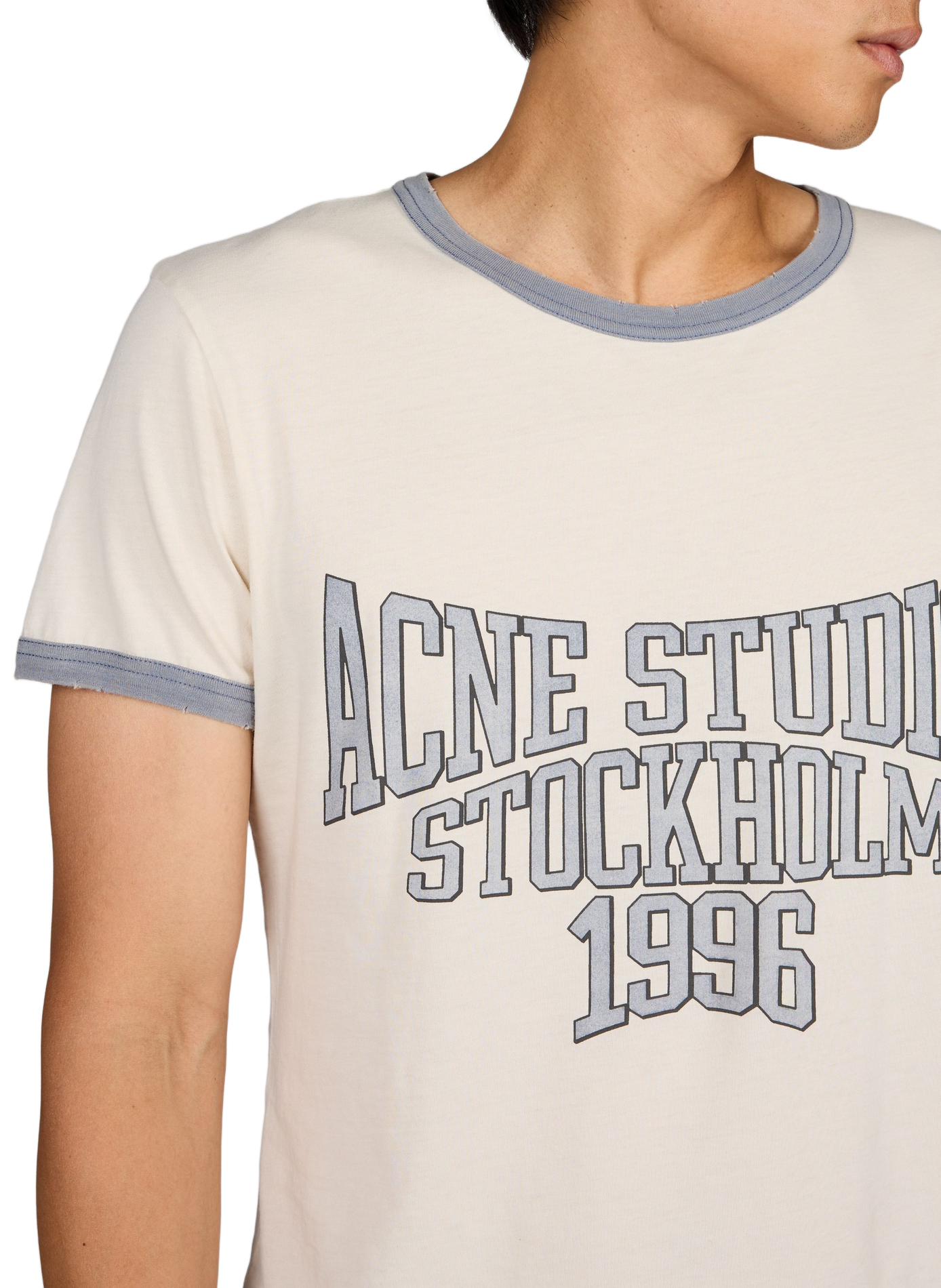 Tee-shirt sérigraphié en coton ACNE STUDIOS Gris