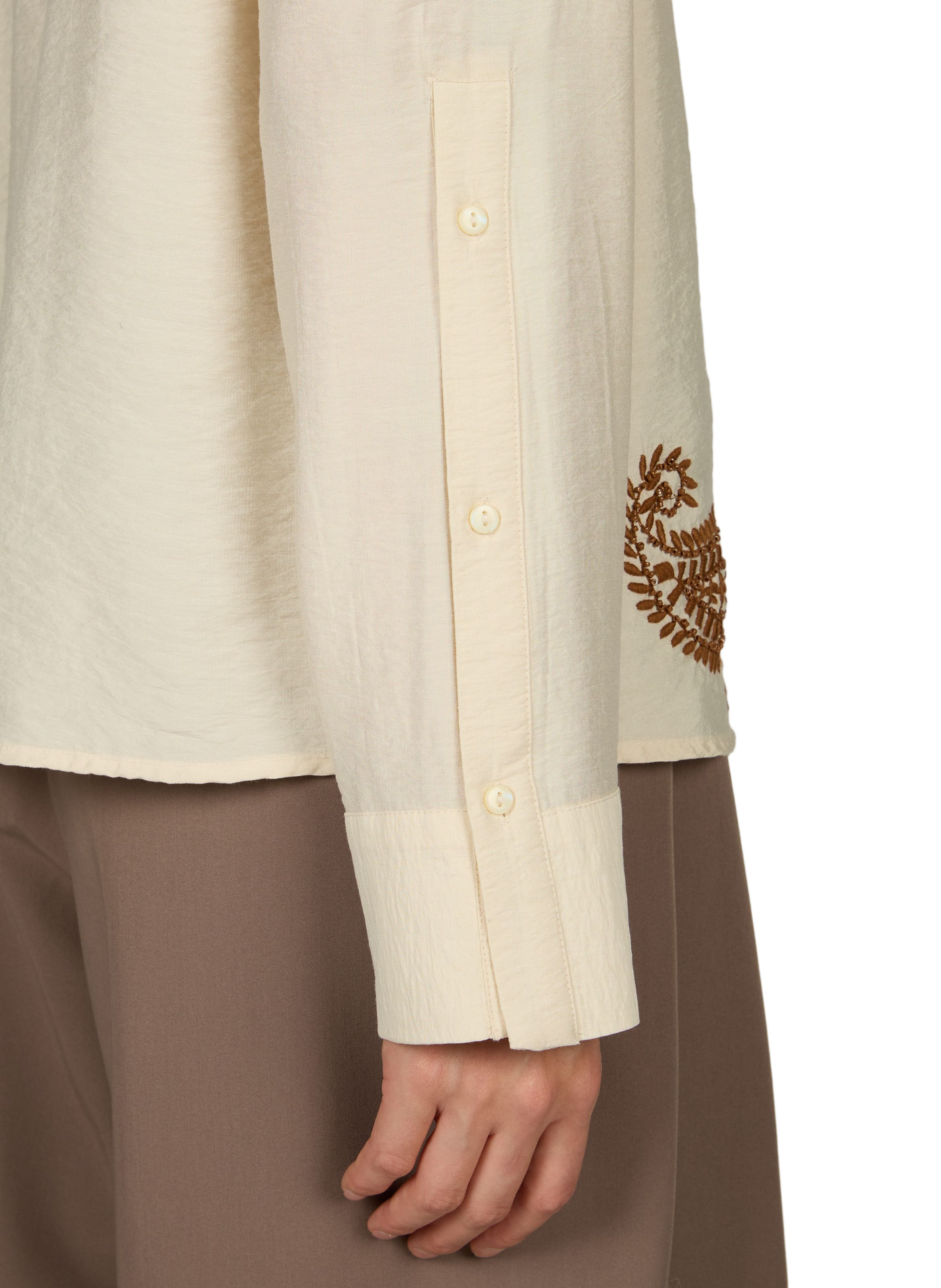 Oversized Embroidered Shirt VILA Beige