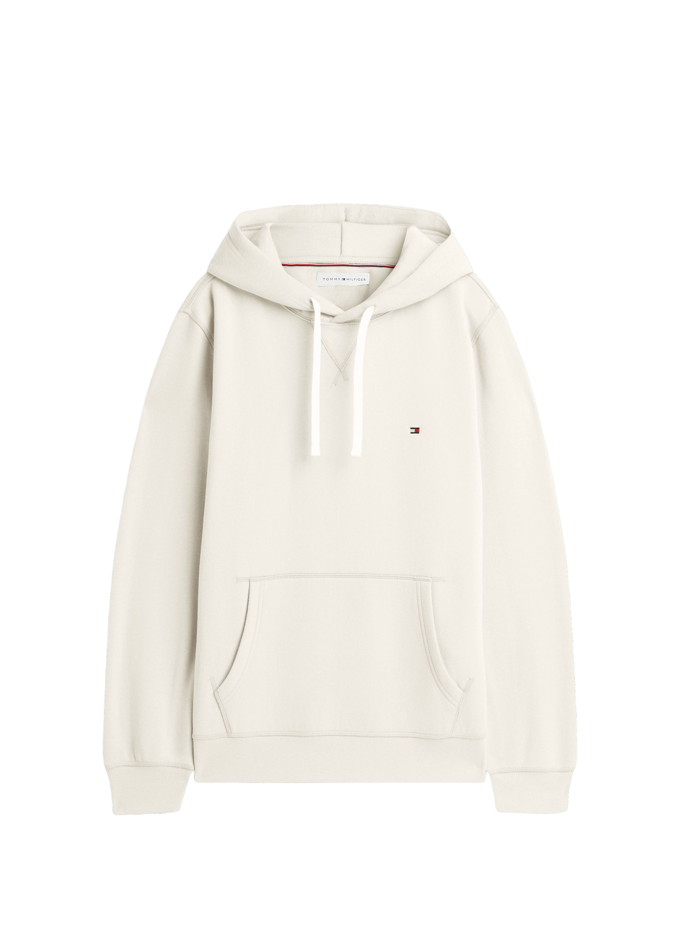 Sweat droit à capuche zippé en coton mélangé TOMMY HILFIGER Beige