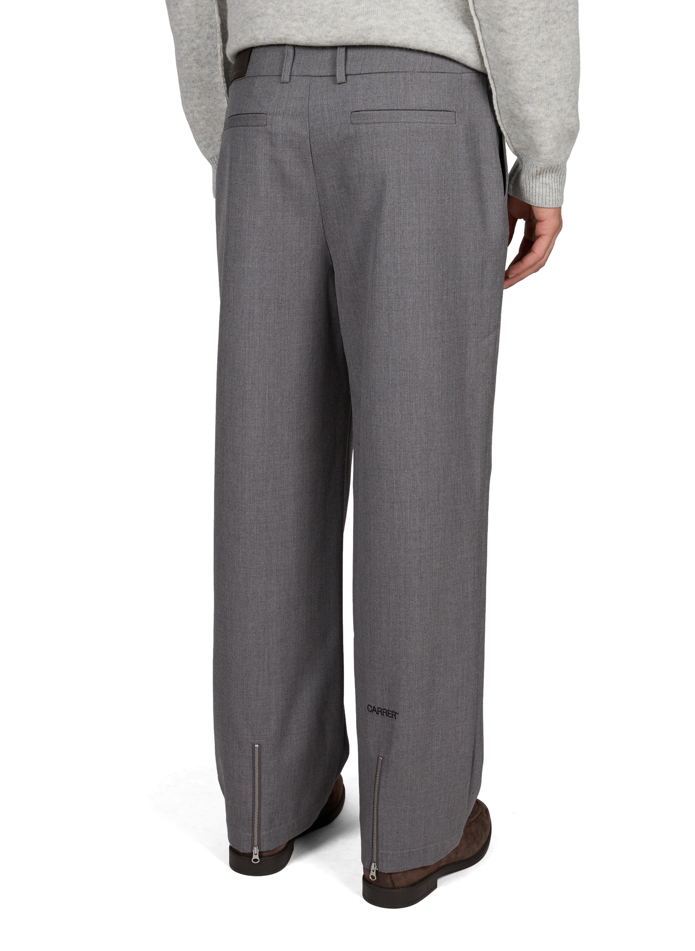 Einfarbige Wide-Leg-Hose aus Wolle CARRER Grau