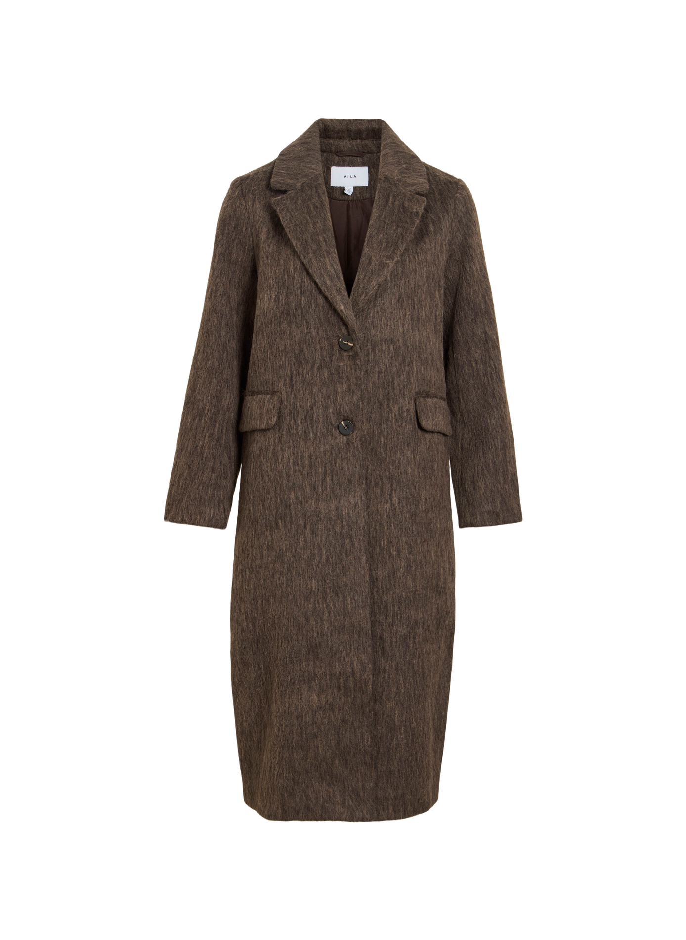 Long buttoned coat with a notched lapel VILA Beige