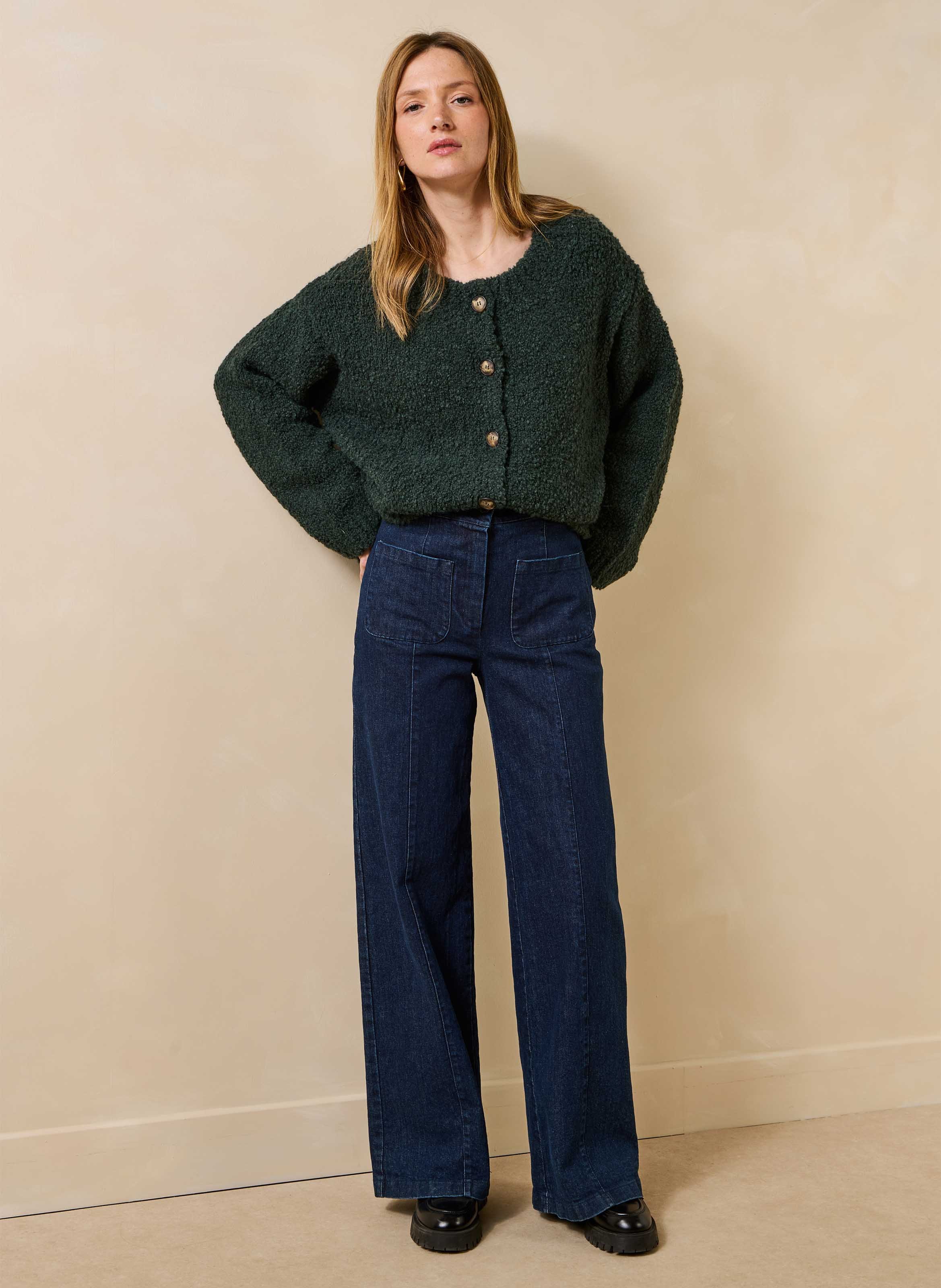 Oversized gebreid vest met ronde hals LA FEE MARABOUTEE Groen