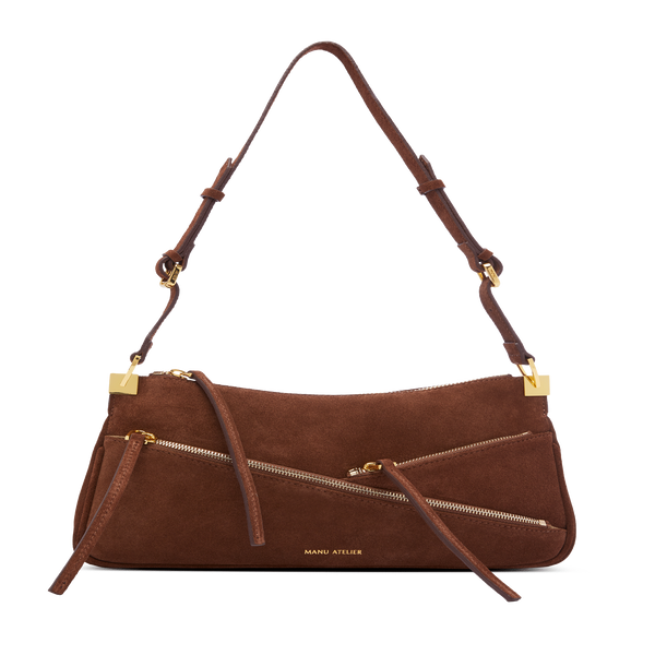 Manu Atelier Zip Baguette Handbag In Brown