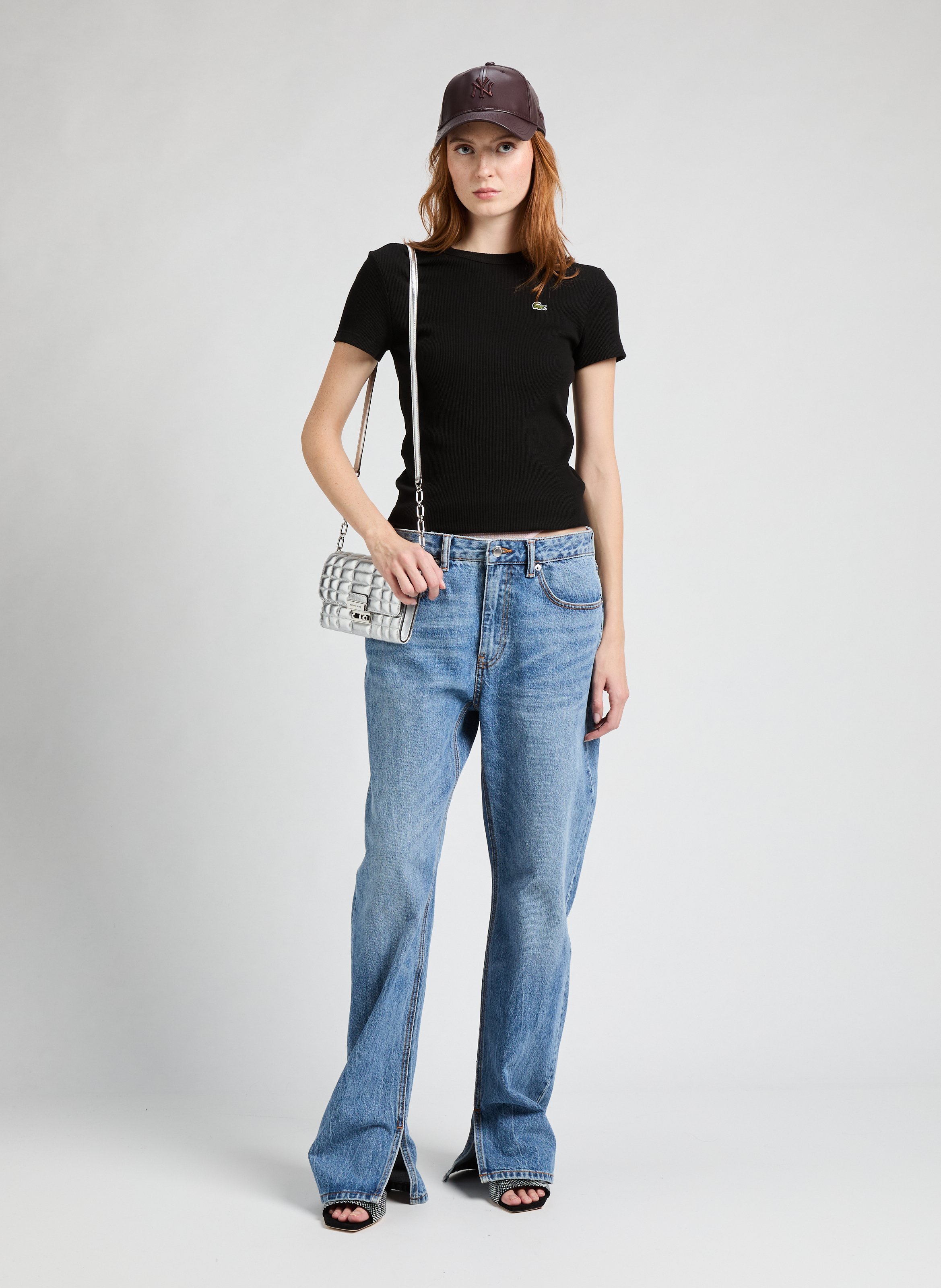 T-shirt côtelé LACOSTE Noir