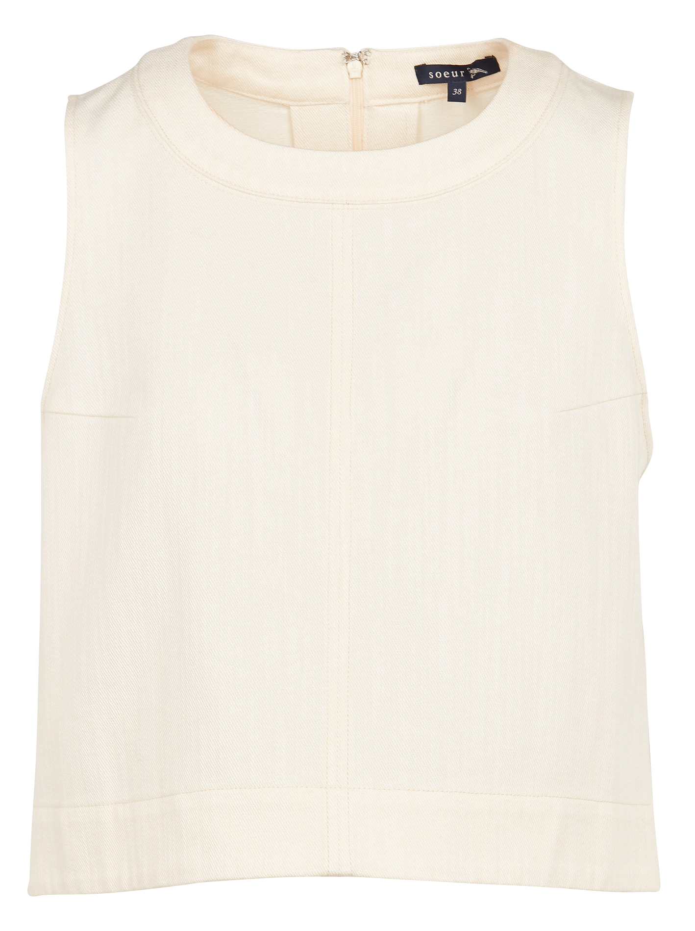 Top col rond sans manches en coton pampa SOEUR Beige