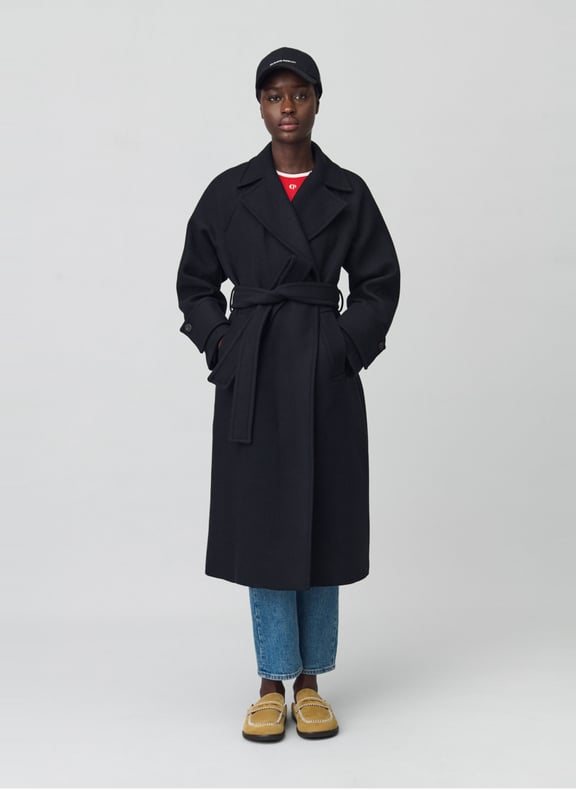 Manteau col tailleur en laine mélangée Noir by CLAUDIE PIERLOT CLAUDIE PIERLOT Manteau col tailleur en laine mélangée Noir
