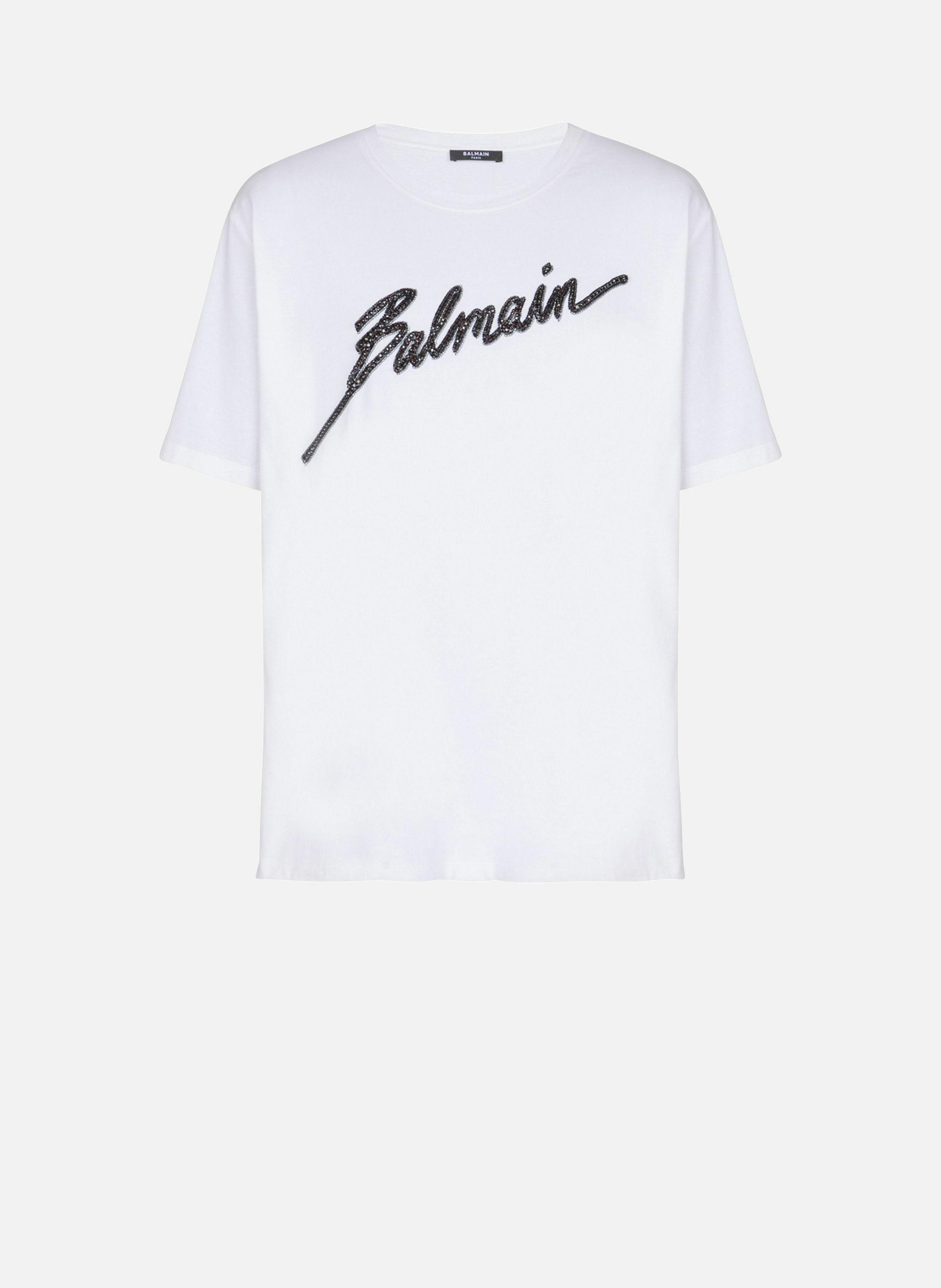 T-shirt brodé balmain lettre BALMAIN Blanc
