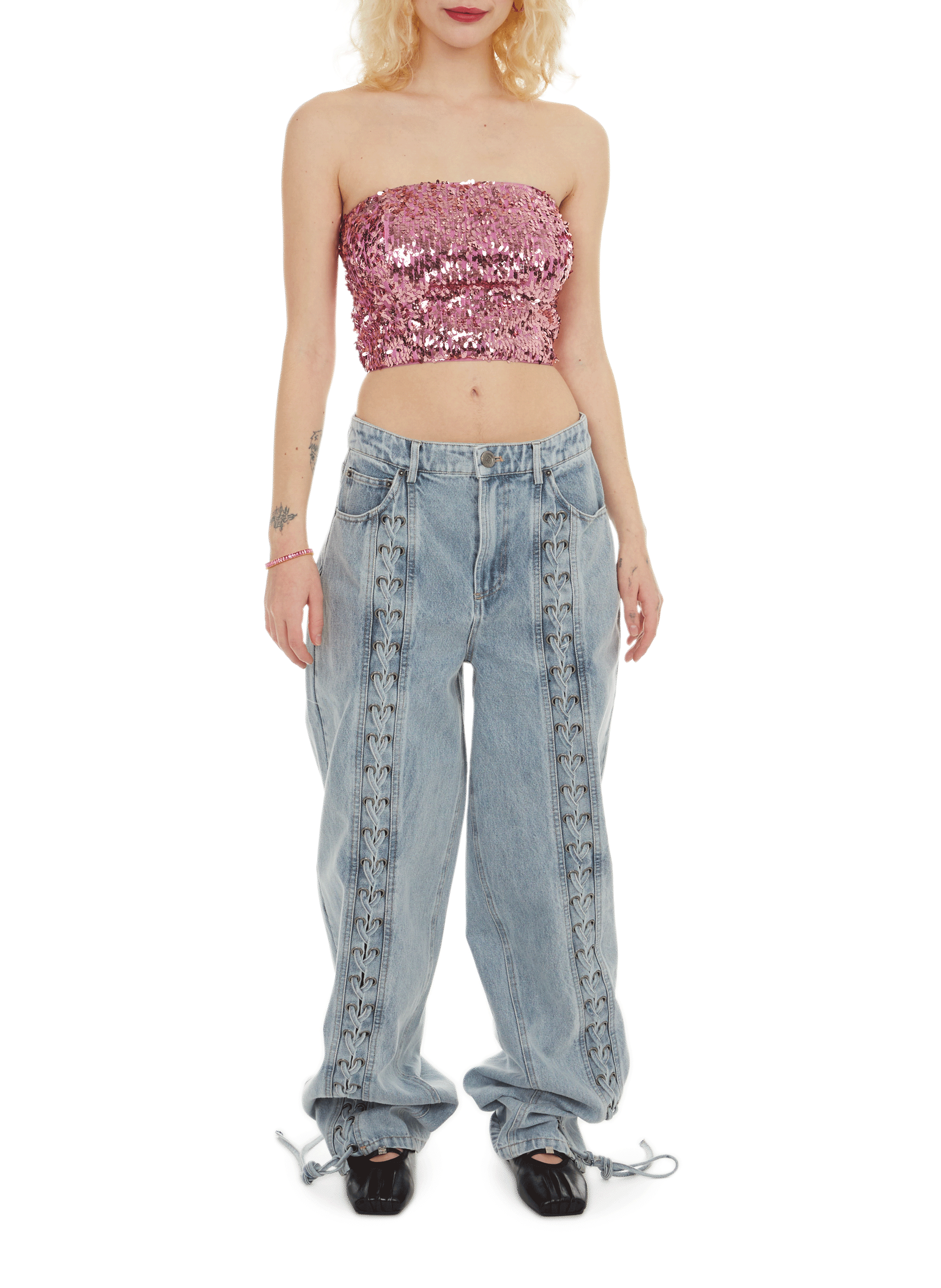 Bustier en sequins  ROTATE Rose