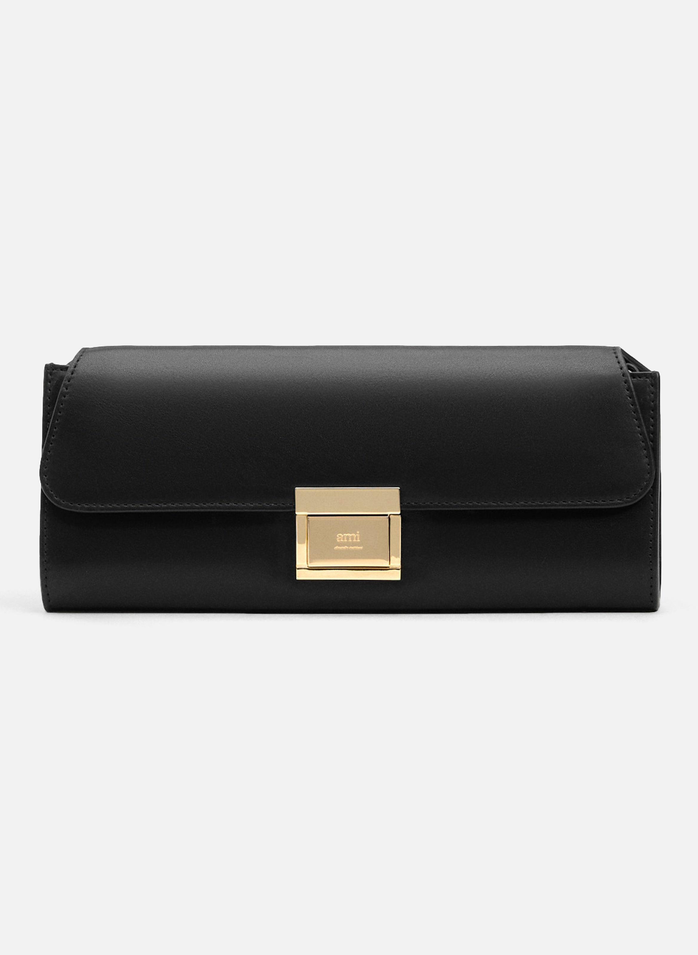 Pochette mimi en cuir lisse unisexe AMI PARIS Noir