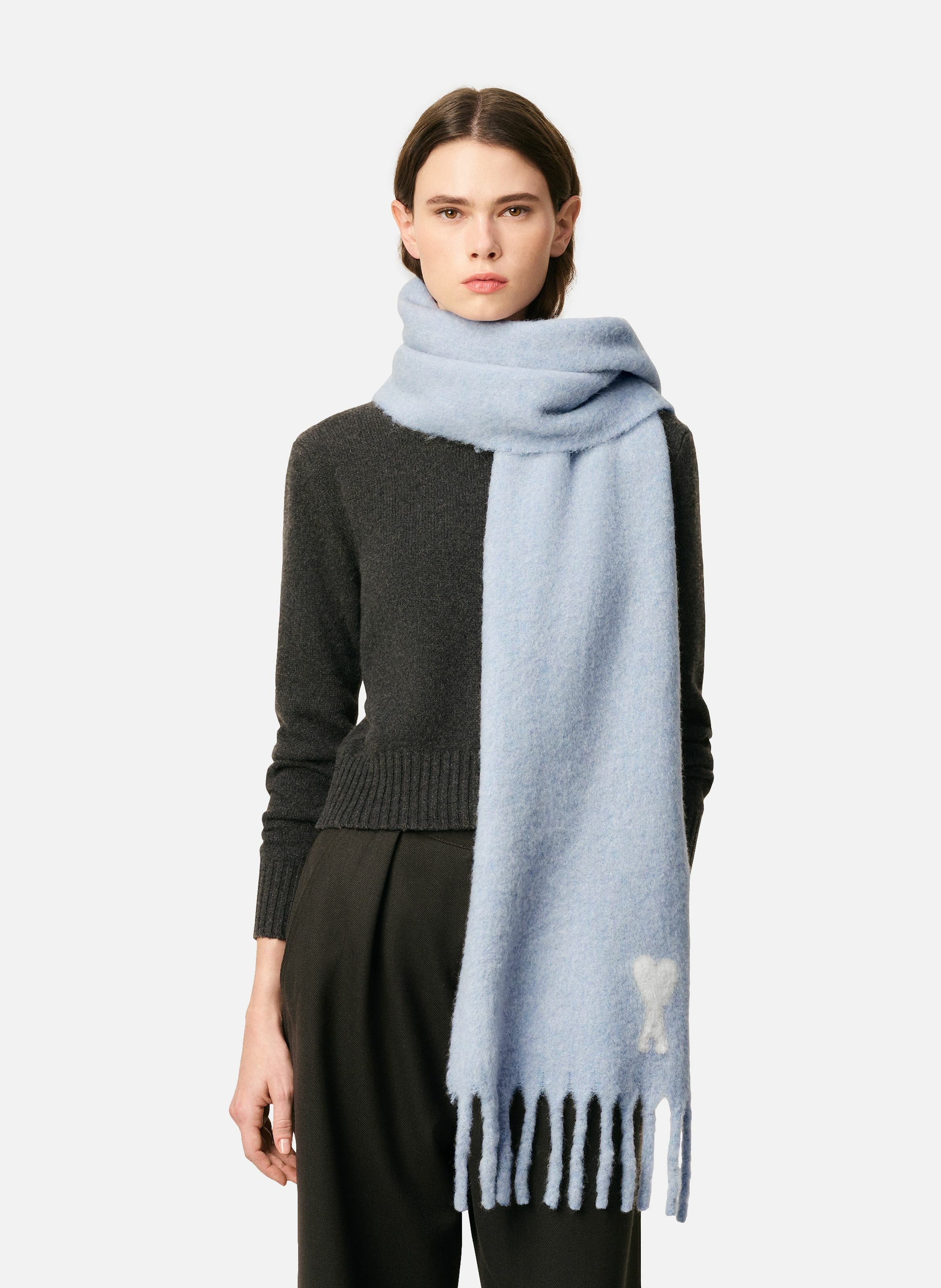 Echarpe ami de coeur en alpaga unisexe AMI PARIS Bleu