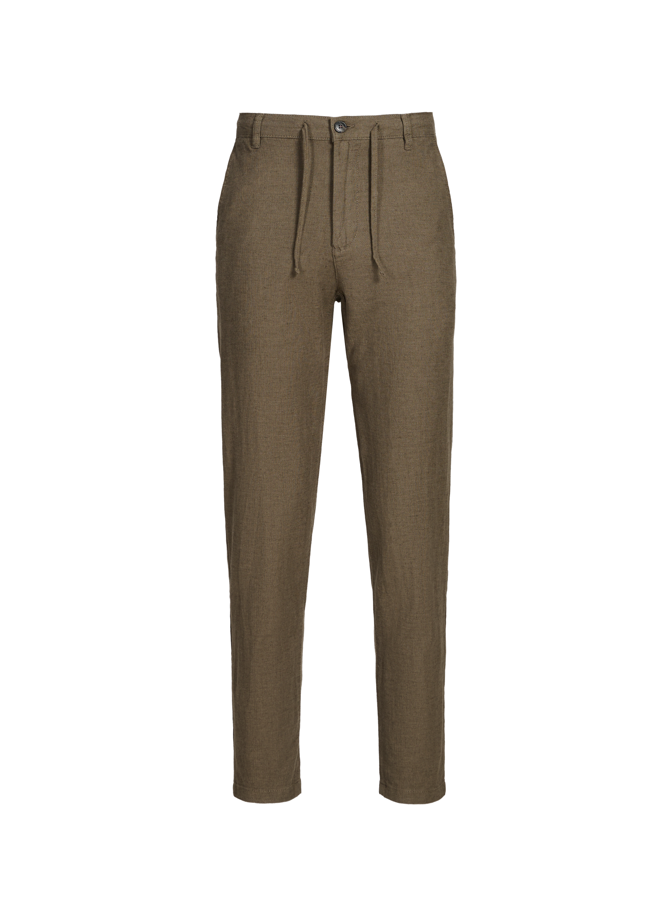 Slim and tapered linen blend trousers SELECTED Green