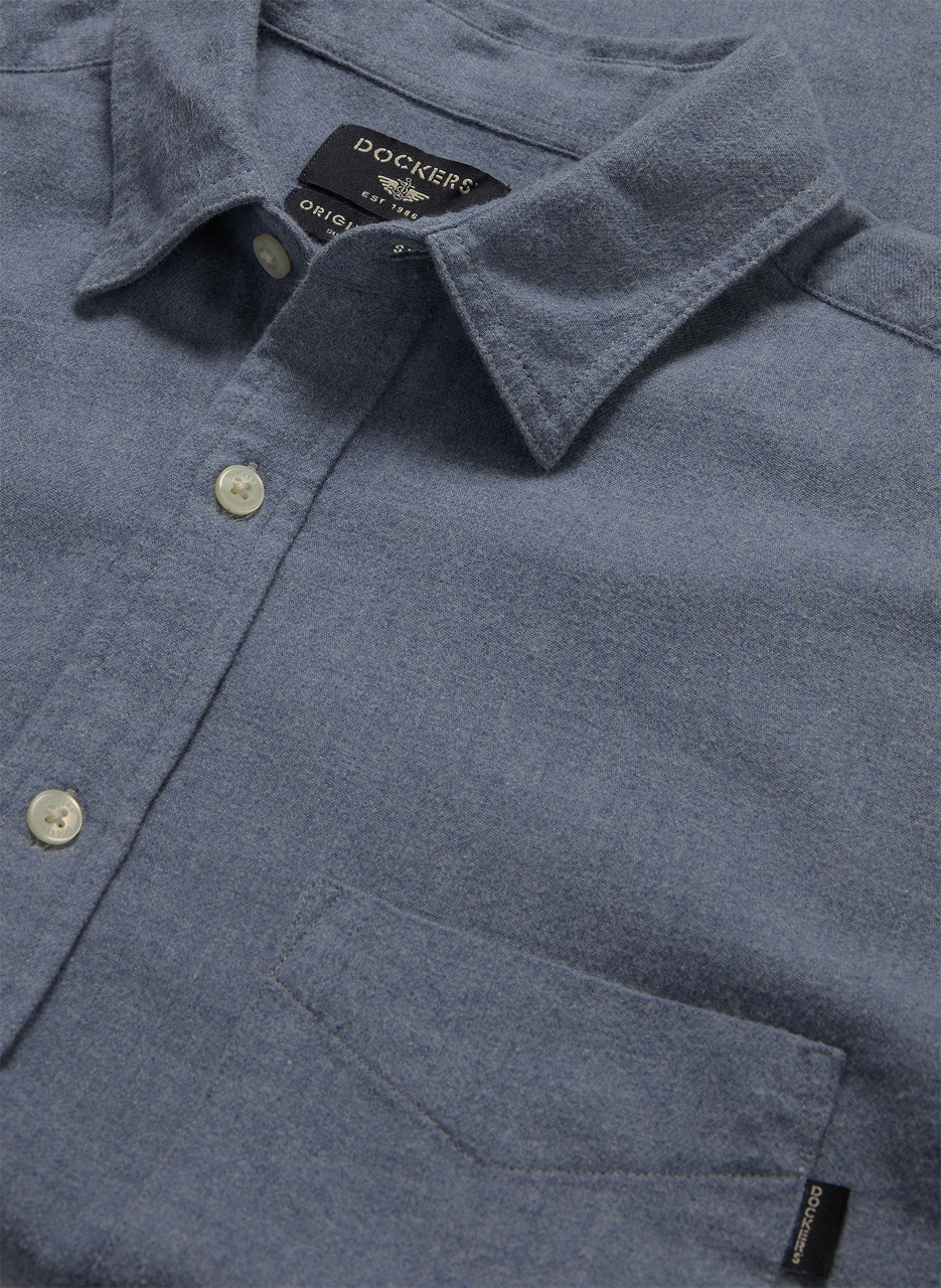 Chemise slim en lin et coton DOCKERS Bleu