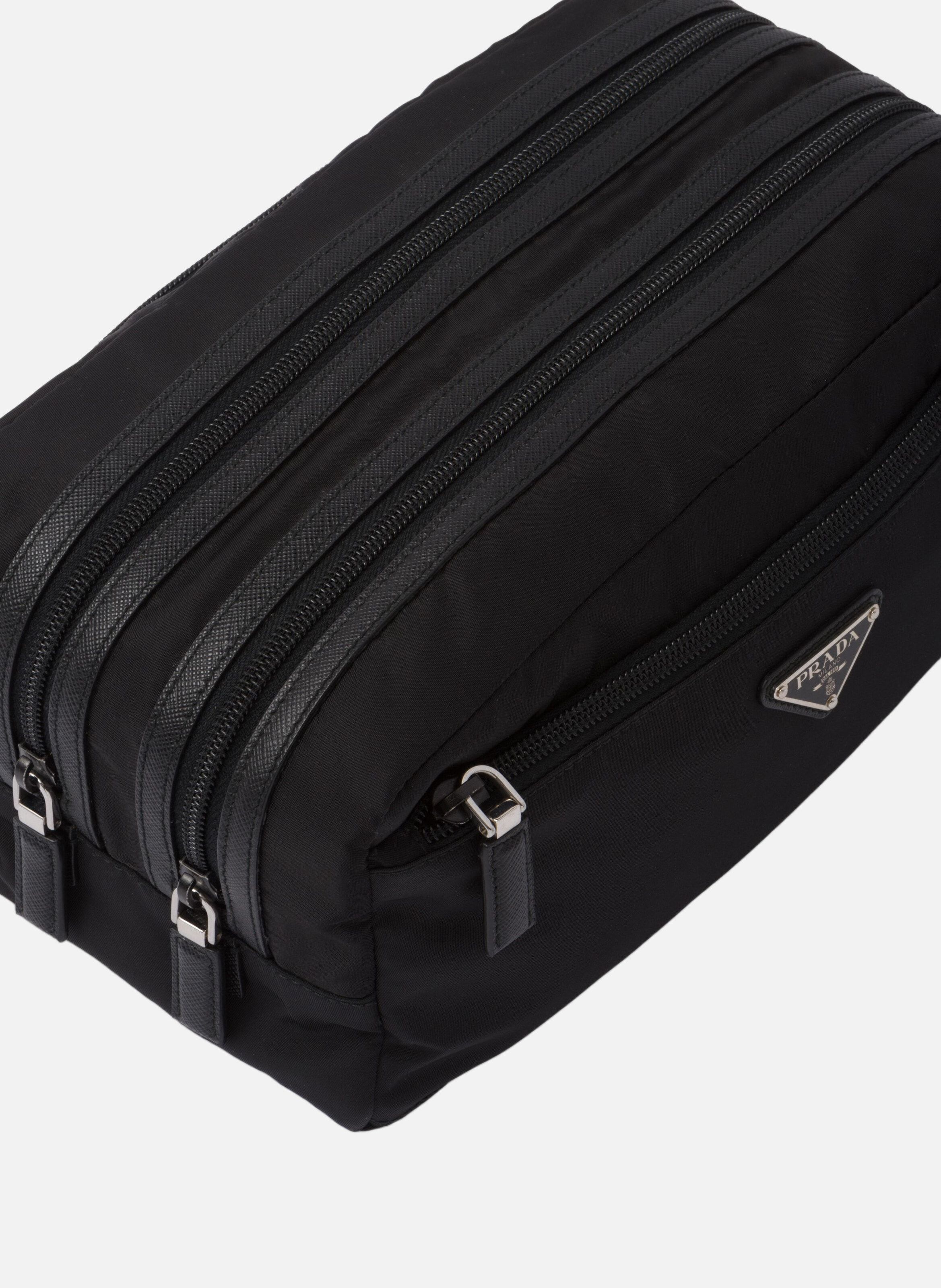 Pochette en re-nylon et cuir saffiano PRADA Noir