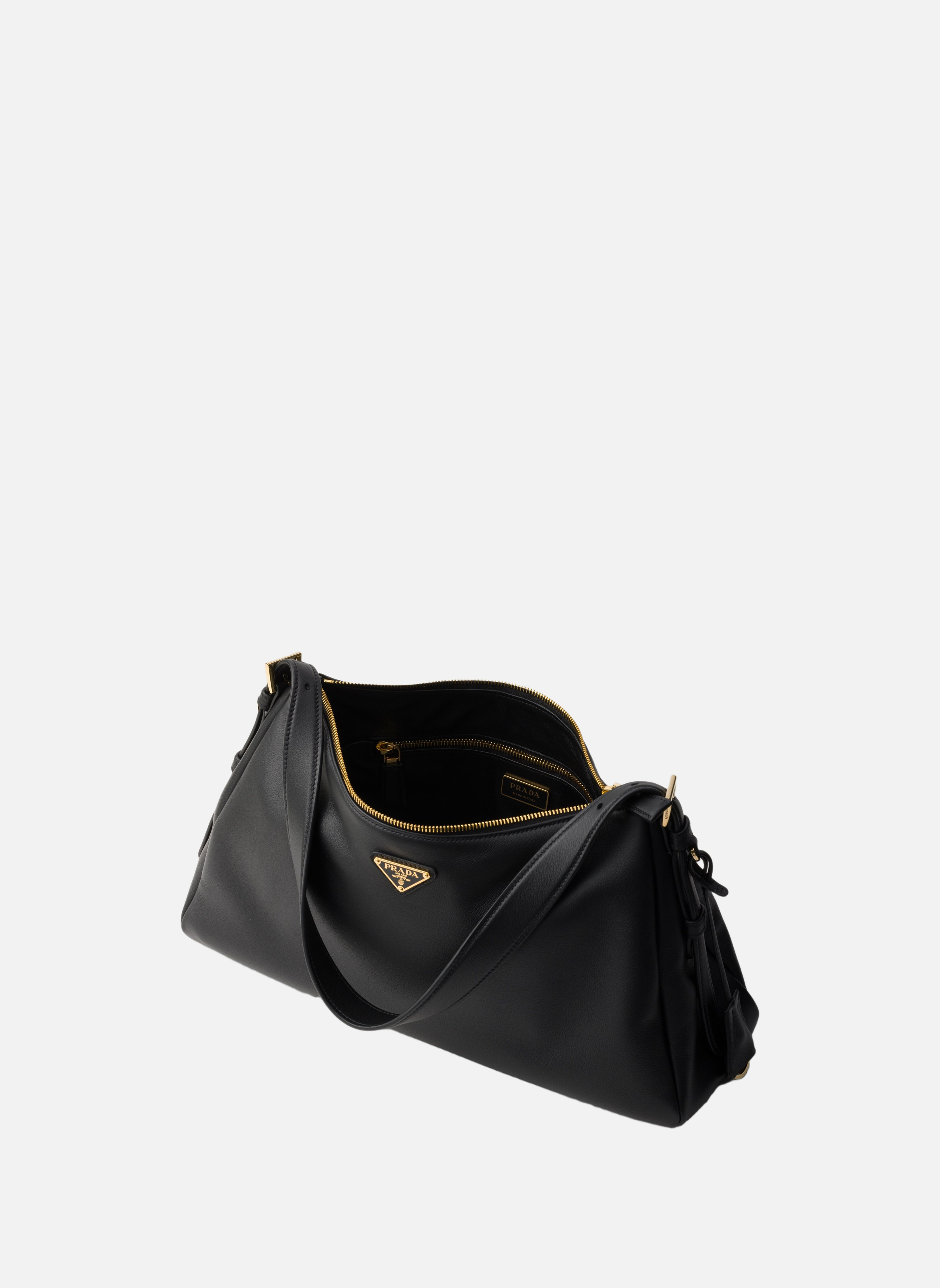 Grand sac porté épaule en cuir prada aimée PRADA Noir
