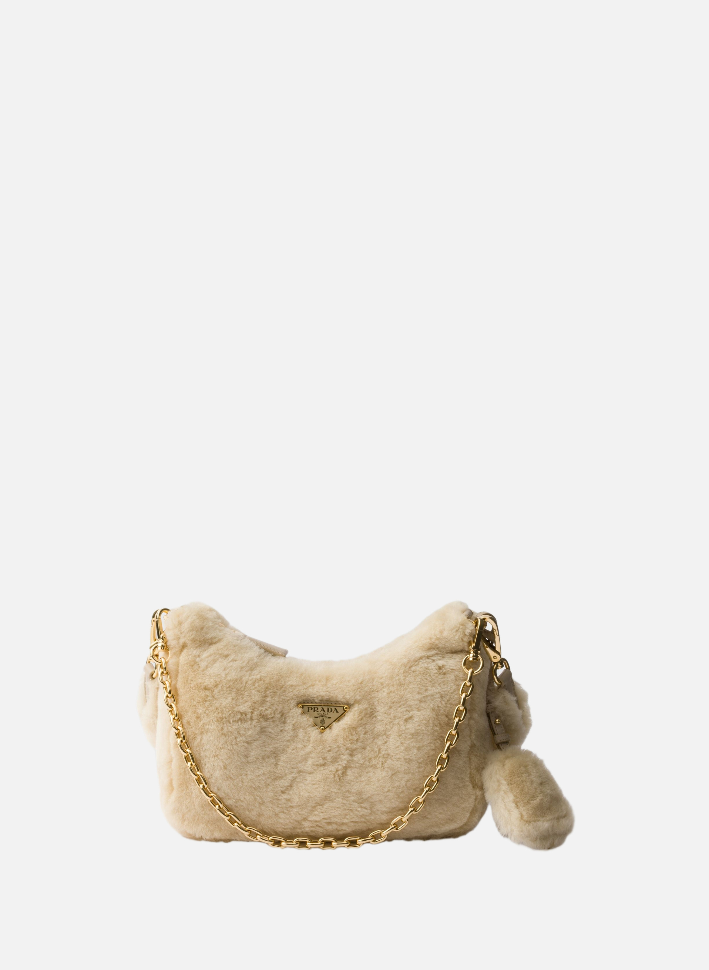 Mini sac en peau de mouton PRADA Beige