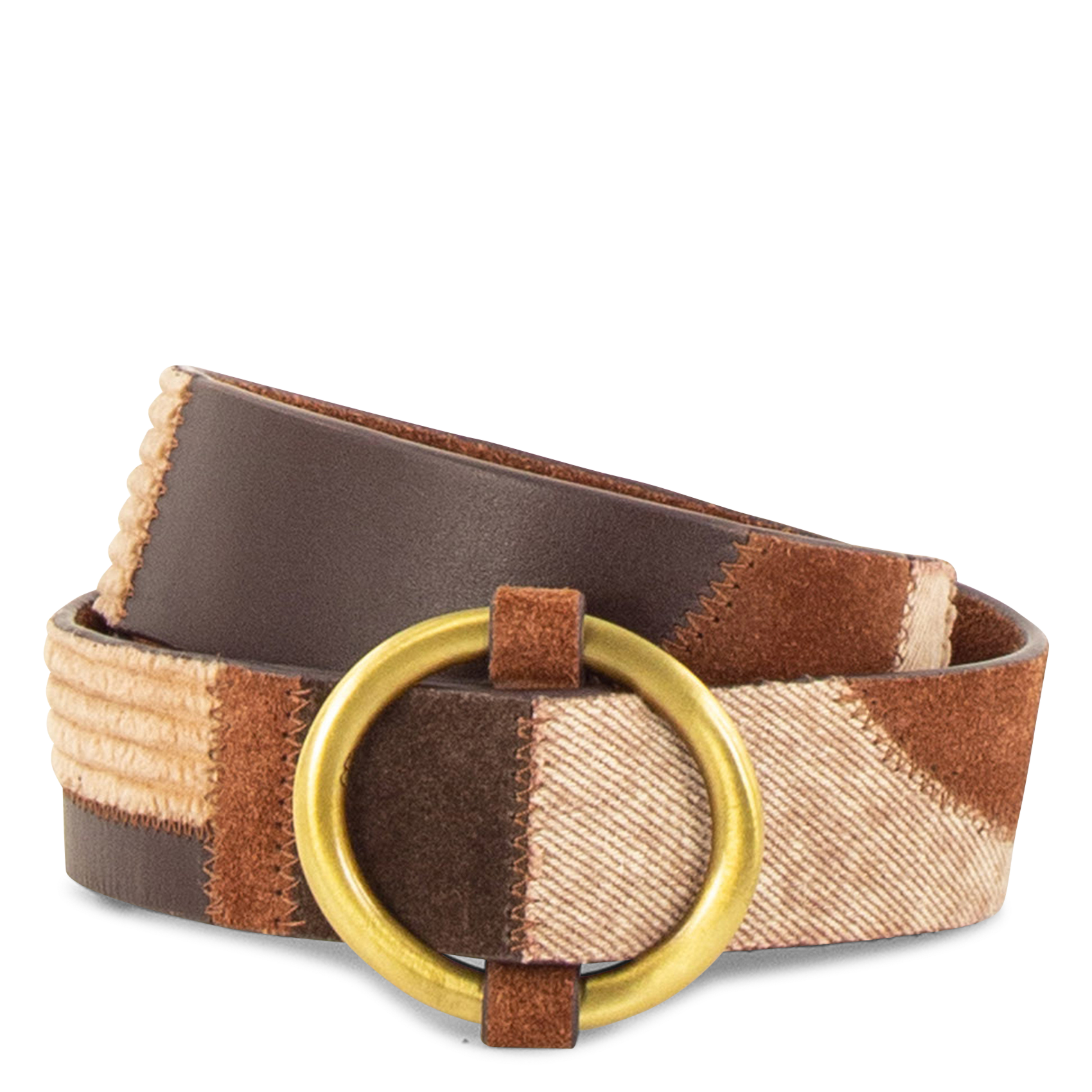 Ceinture en cuir patchwork anota SESSUN Marron