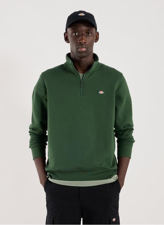Zip-neck cotton-blend sweatshirt Green by DICKIES DICKIES Zip-neck cotton-blend sweatshirt Green