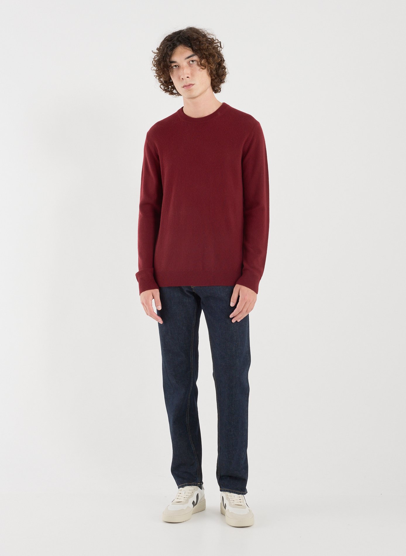 Pull col rond en cachemire Rouge