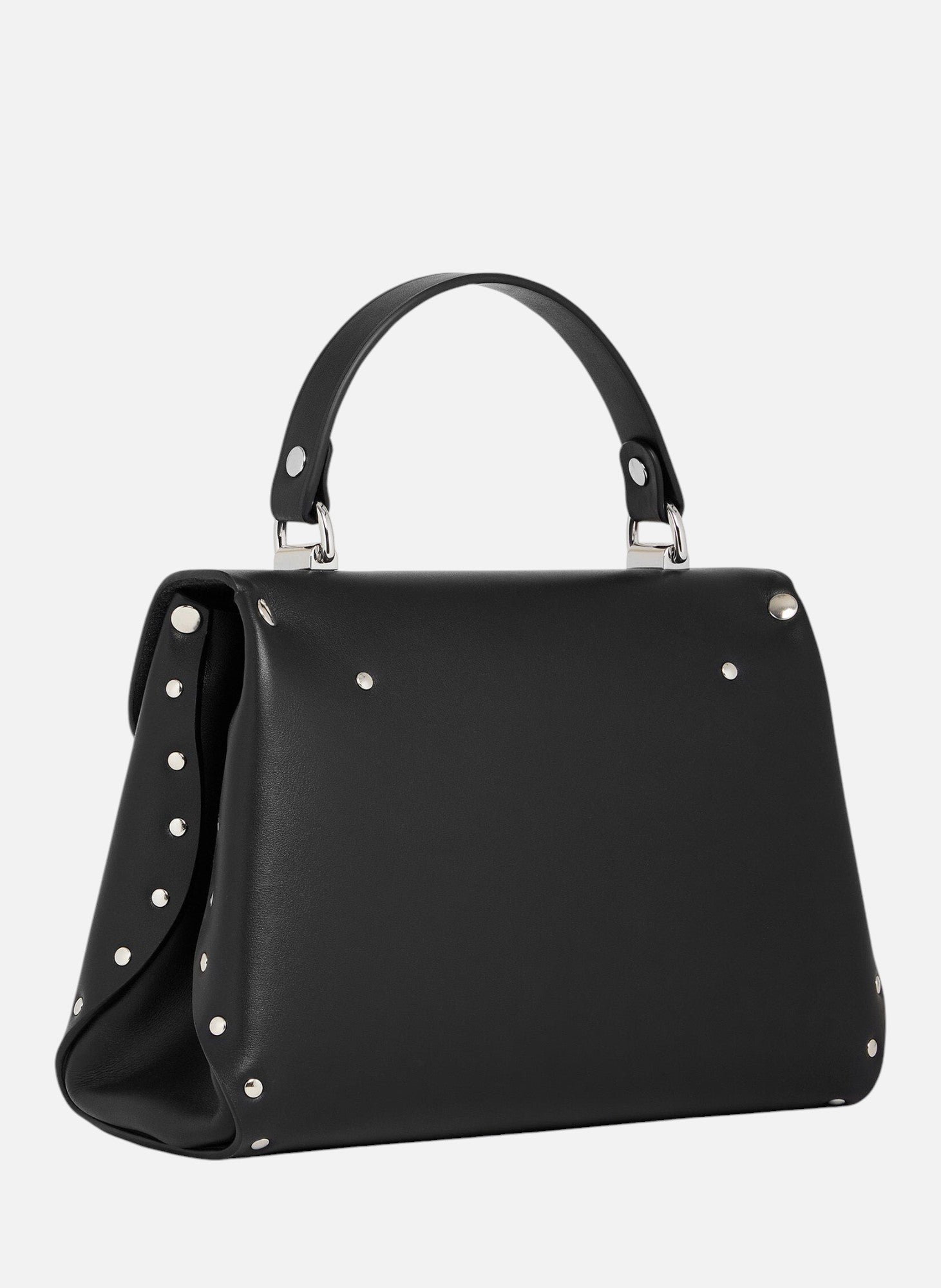 Petit sac à main sans couture en cuir lisse Noir