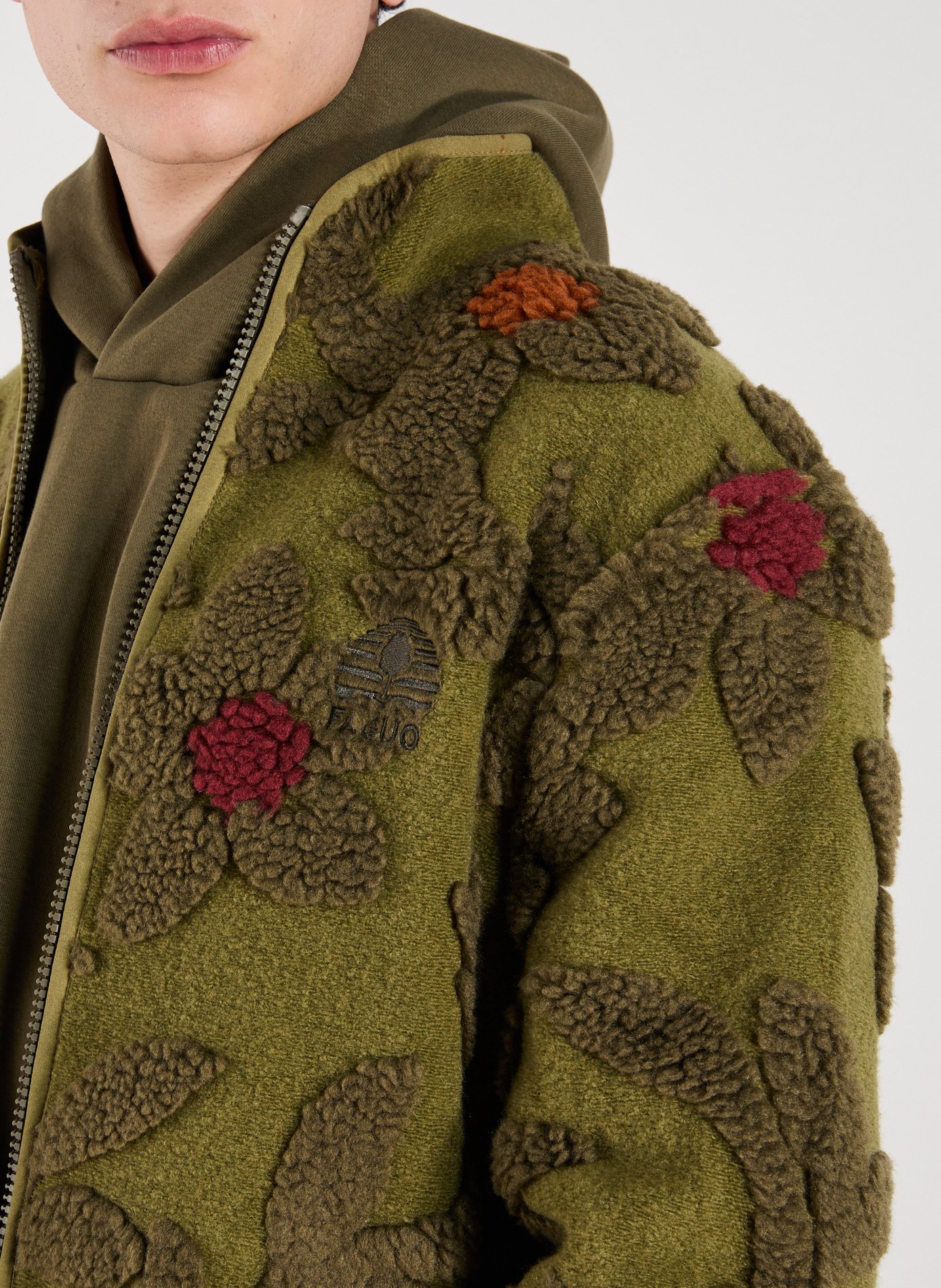 Senonche Jacquard Fleece Jacket FAGUO Green