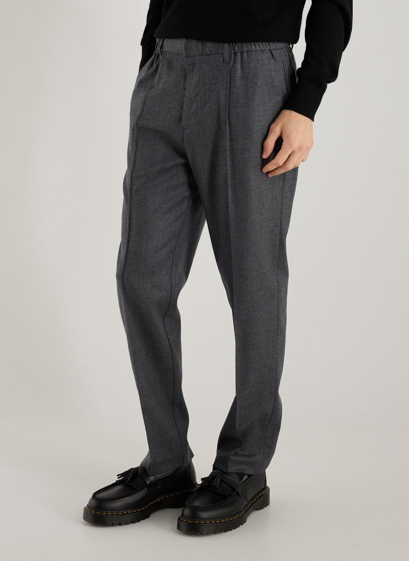 EMPORIO ARMANI Pantalon droit en laine vierge mélangée Gris