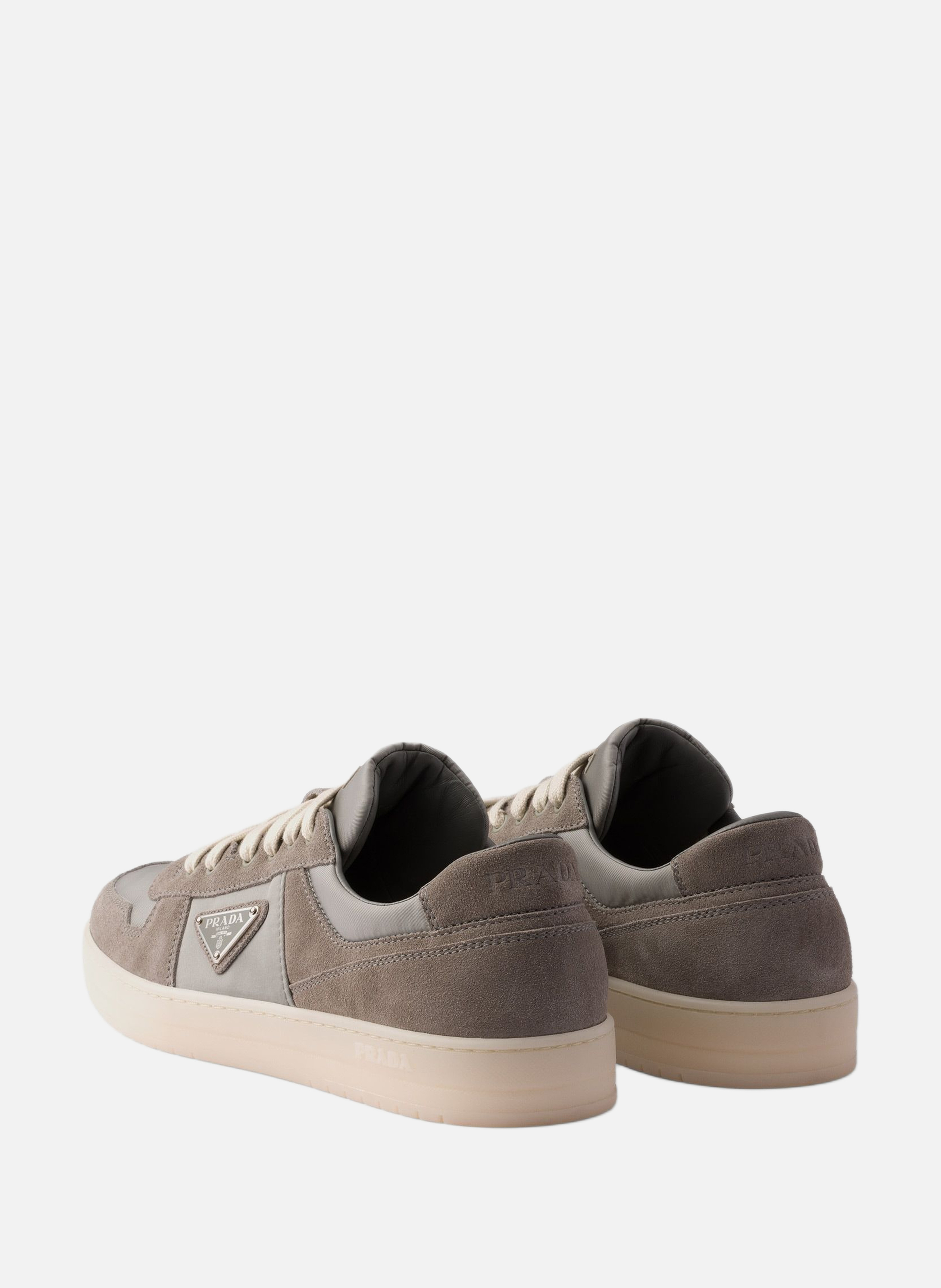 Sneakers downtown en re-nylon et veau velours PRADA Argent