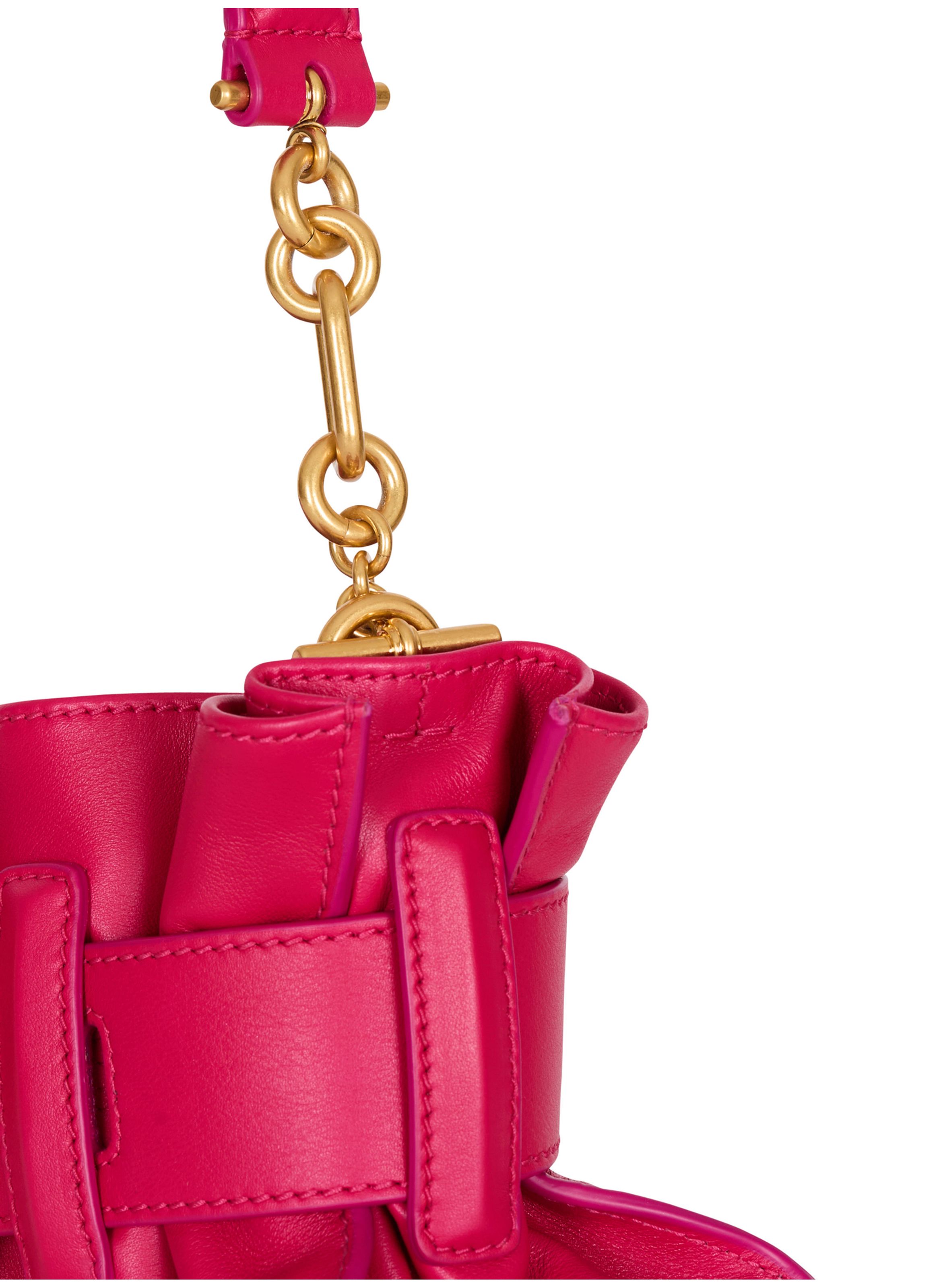 Sac anthem mini shoulder en cuir de veau BALMAIN Rose