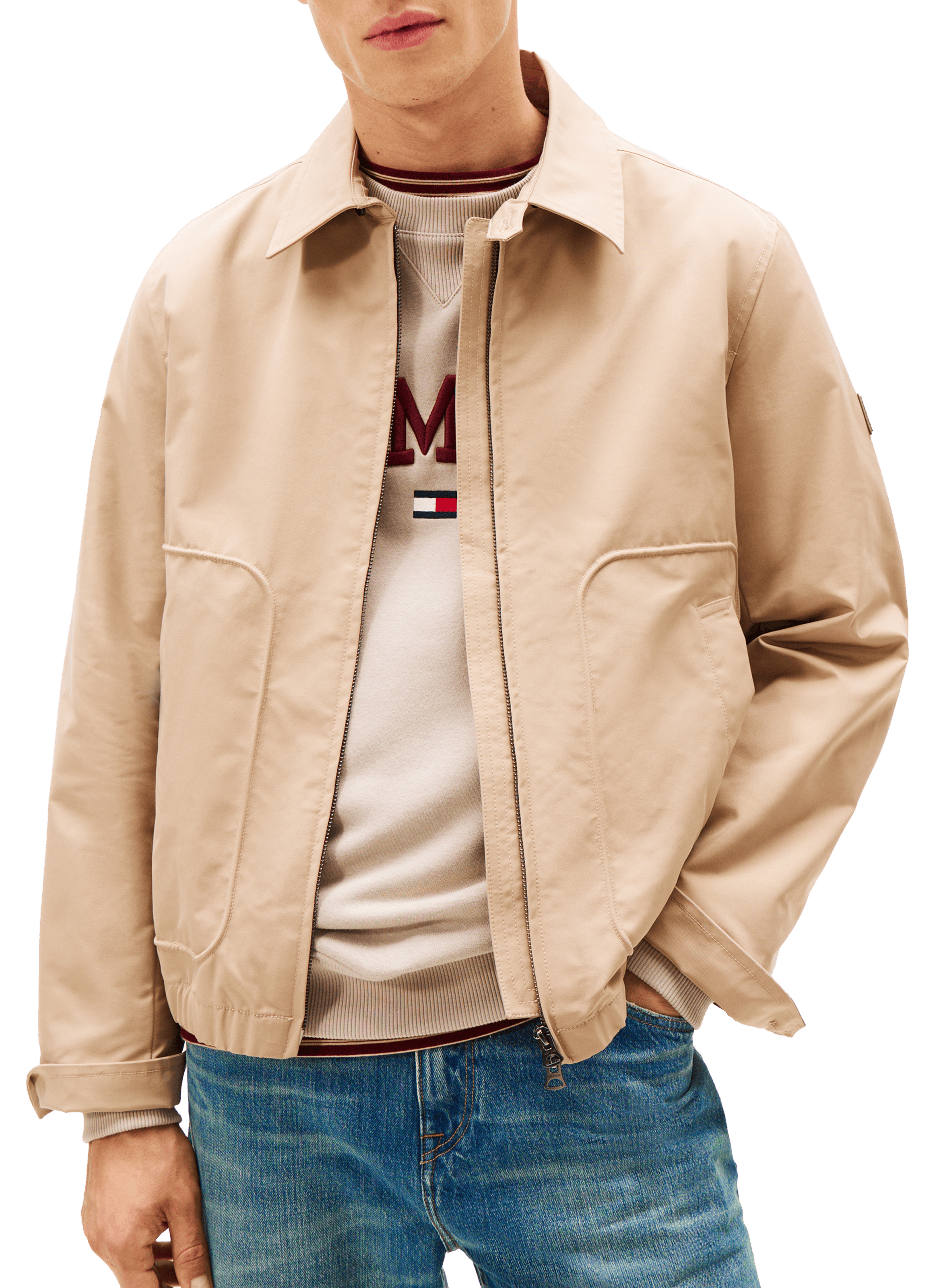 Short Lightweight Zip-Up Jacket TOMMY HILFIGER Beige