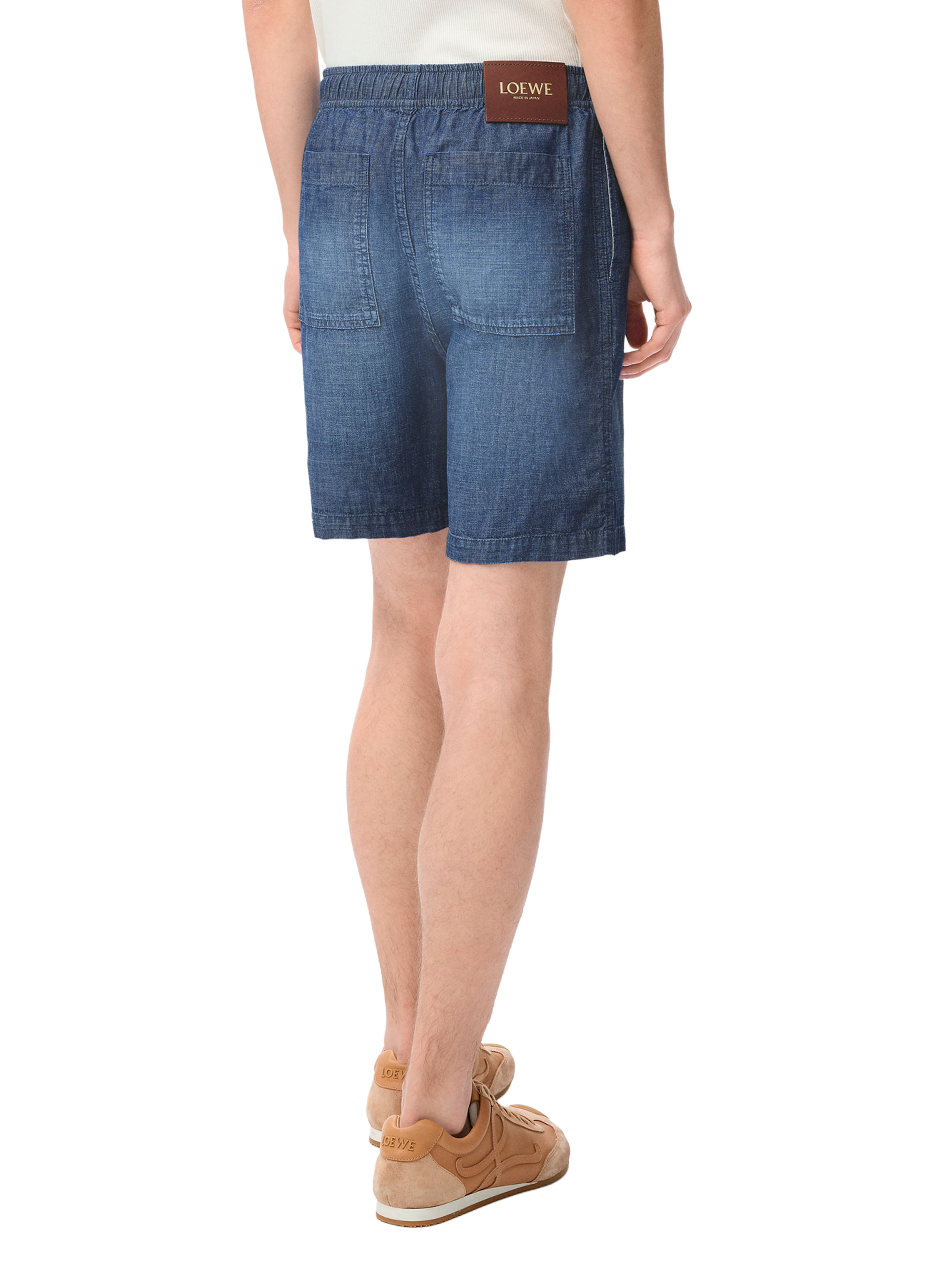 Cotton denim straight shorts LOEWE Blue