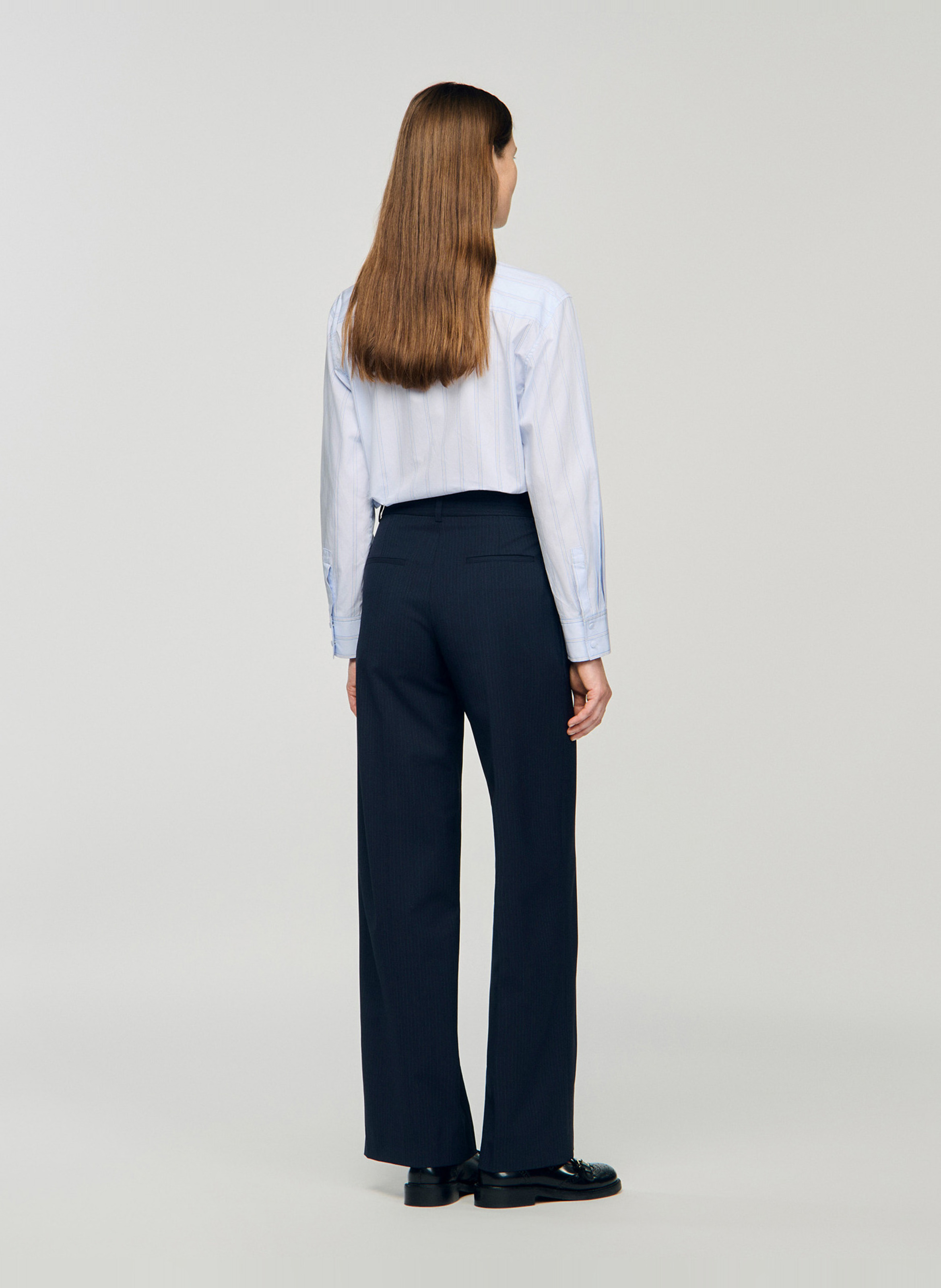 Pantalon droit à rayures SANDRO Bleu