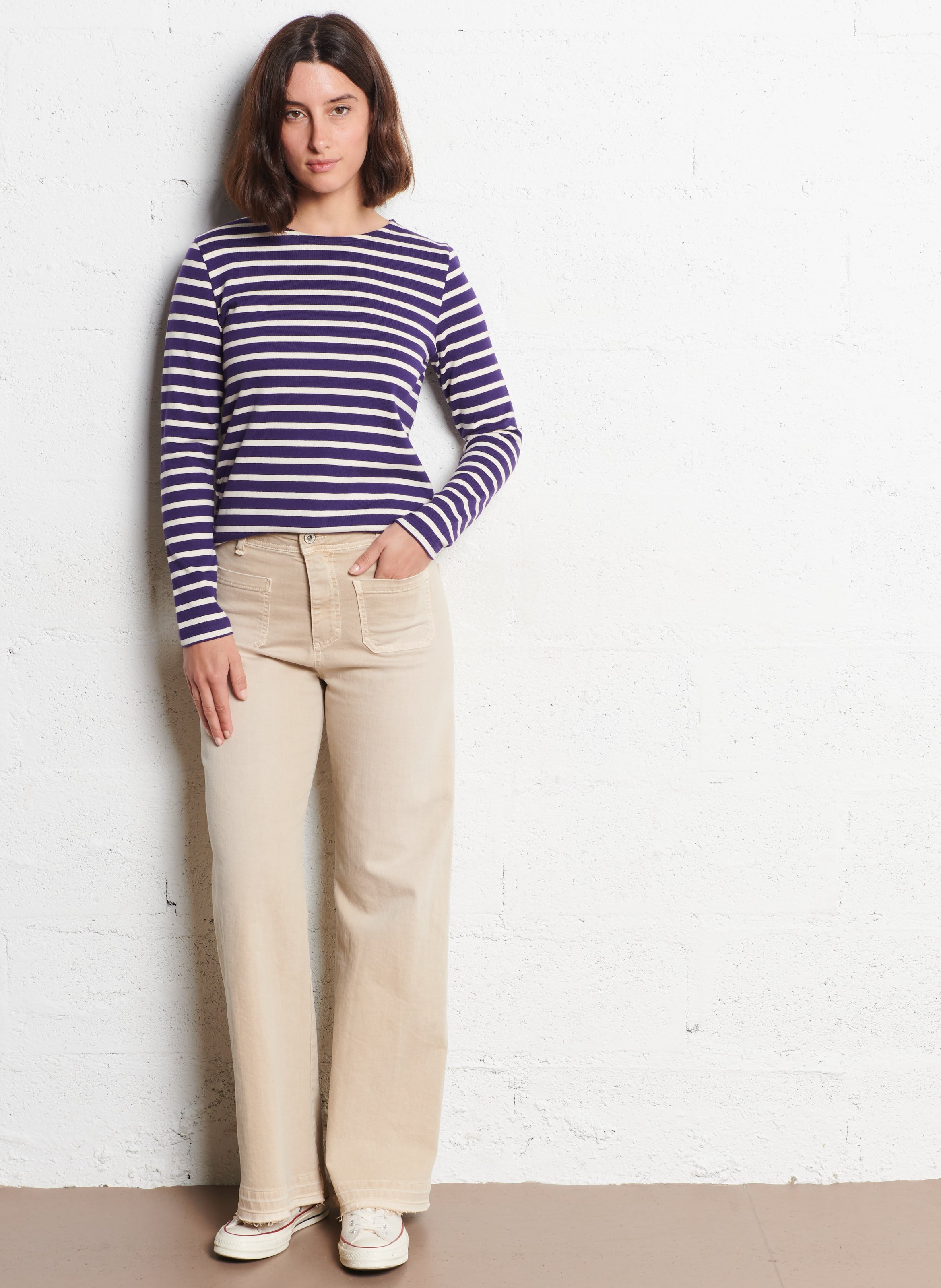 Tee-shirt col rond rayé en coton heritage ARMOR-LUX Bleu