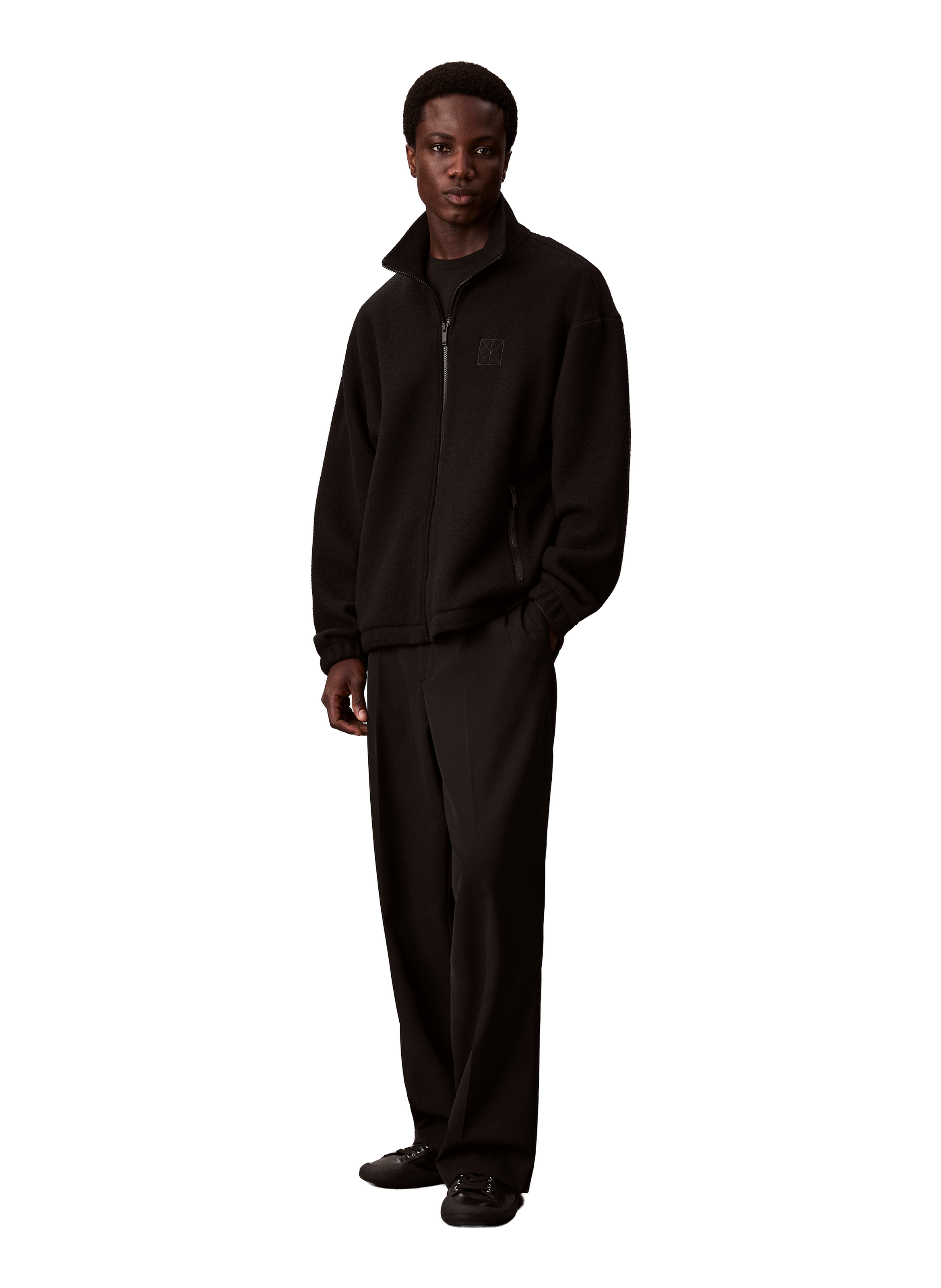 Oversized wool blend jacket CALVIN KLEIN Black