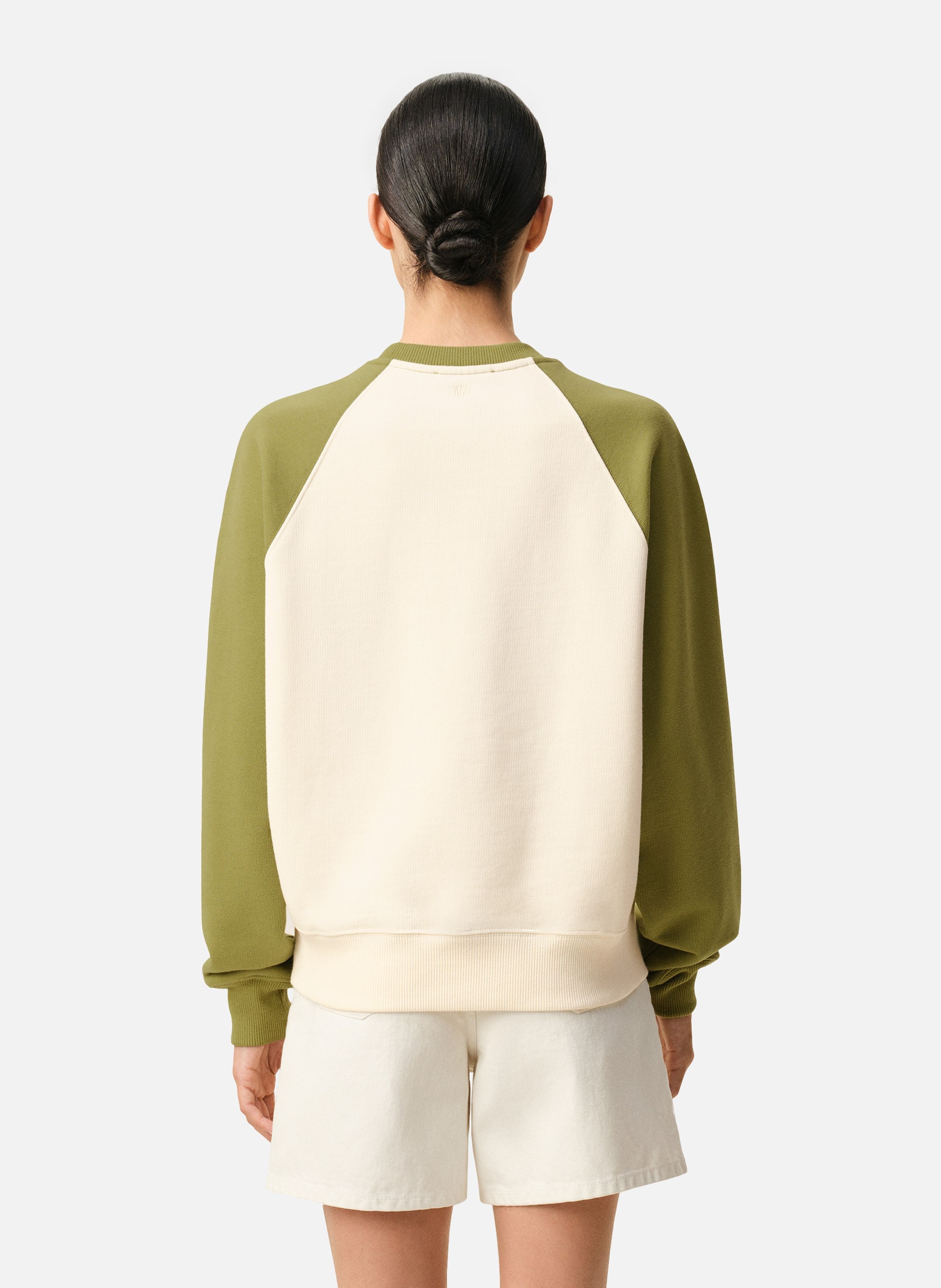 Sweatshirt ami de coeur crochet unisexe en coton AMI PARIS Blanc