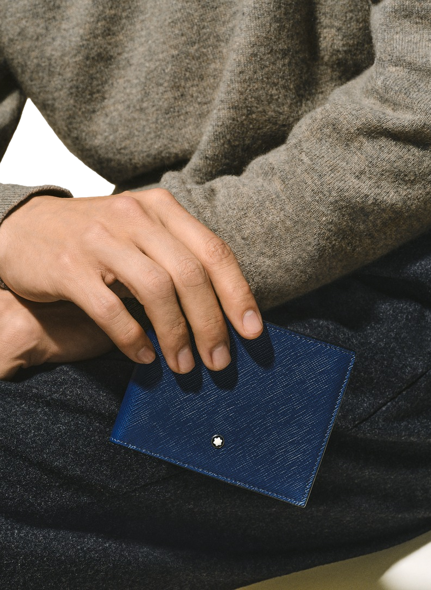 Porte-cartes en cuir compact MONTBLANC Bleu