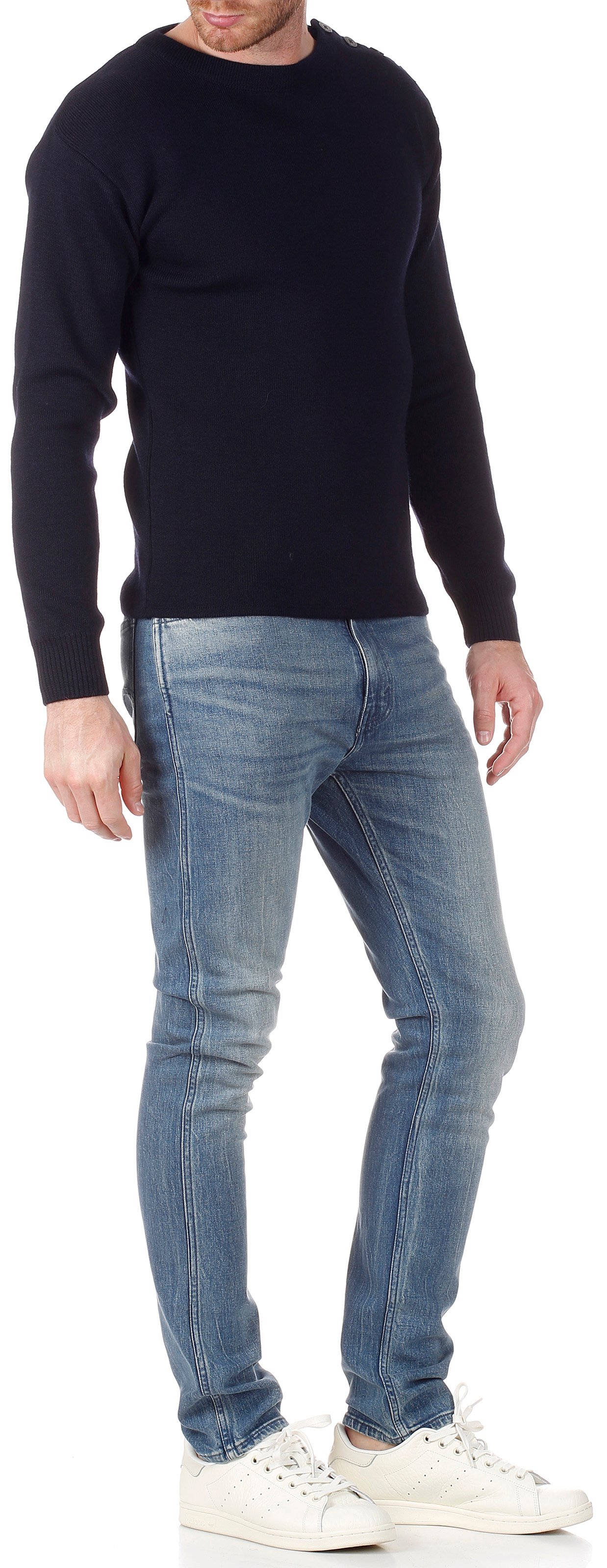 Pull col rond regular-fit en laine ARMOR-LUX Bleu