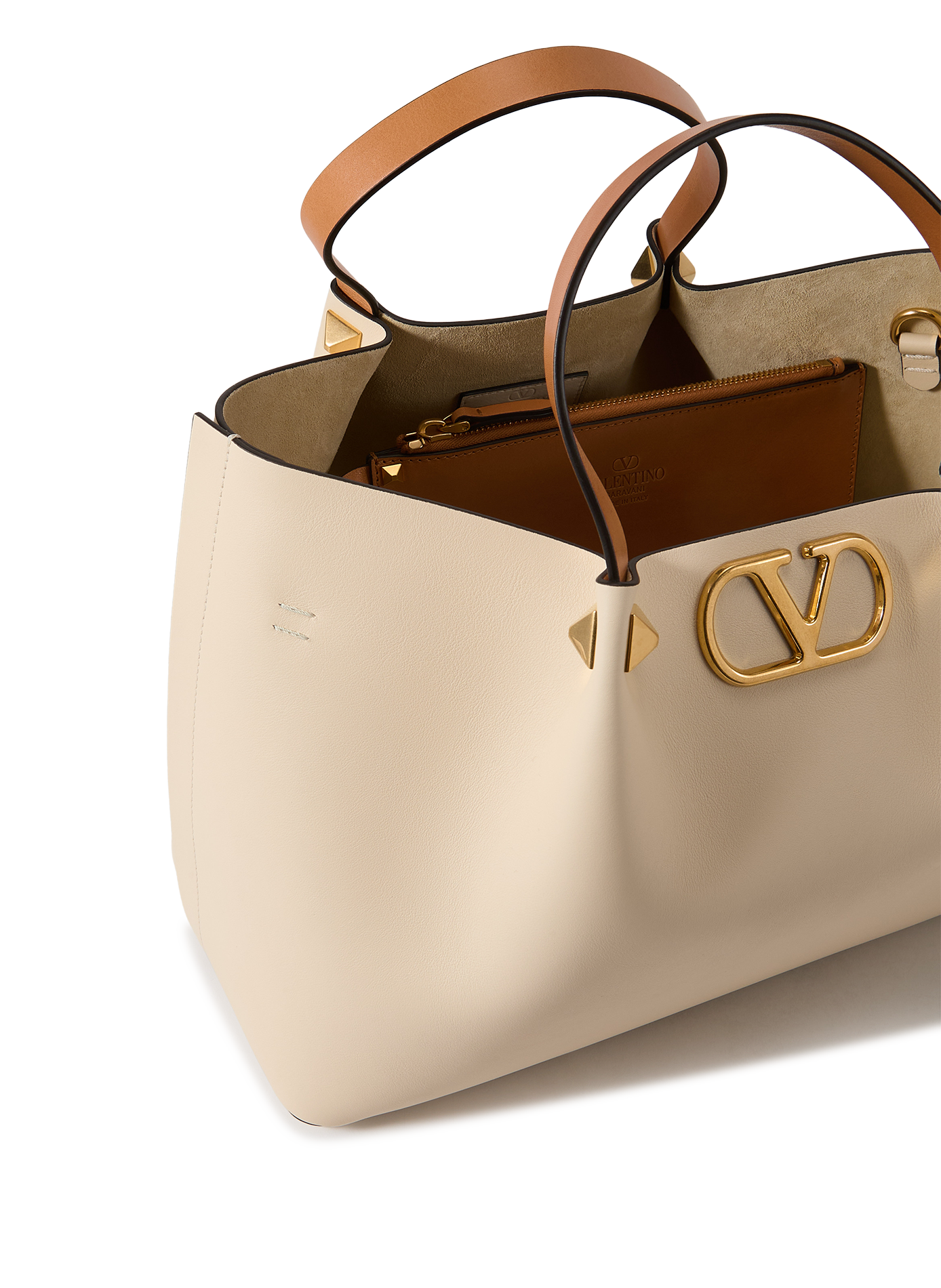 Sac à main cabas en cuir de veau VALENTINO Blanc