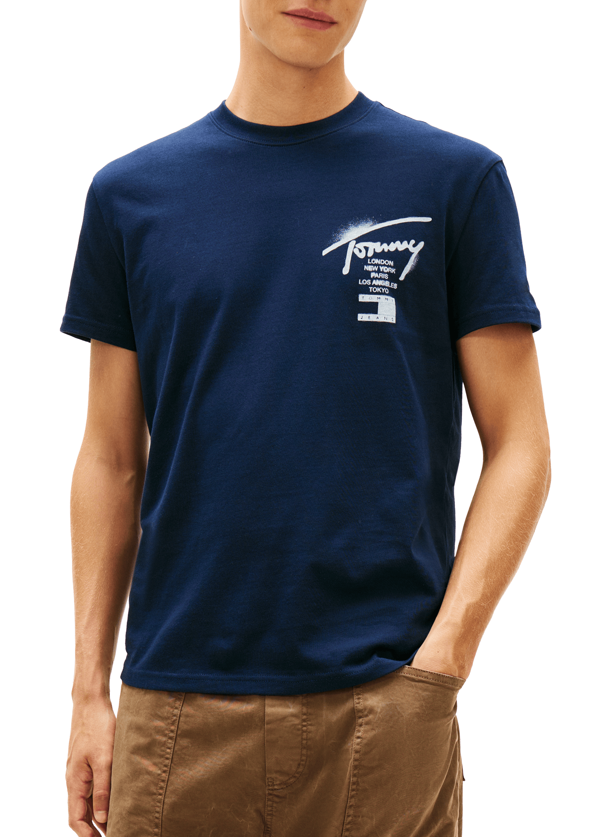 T-shirt imprimé en coton TOMMY HILFIGER Bleu