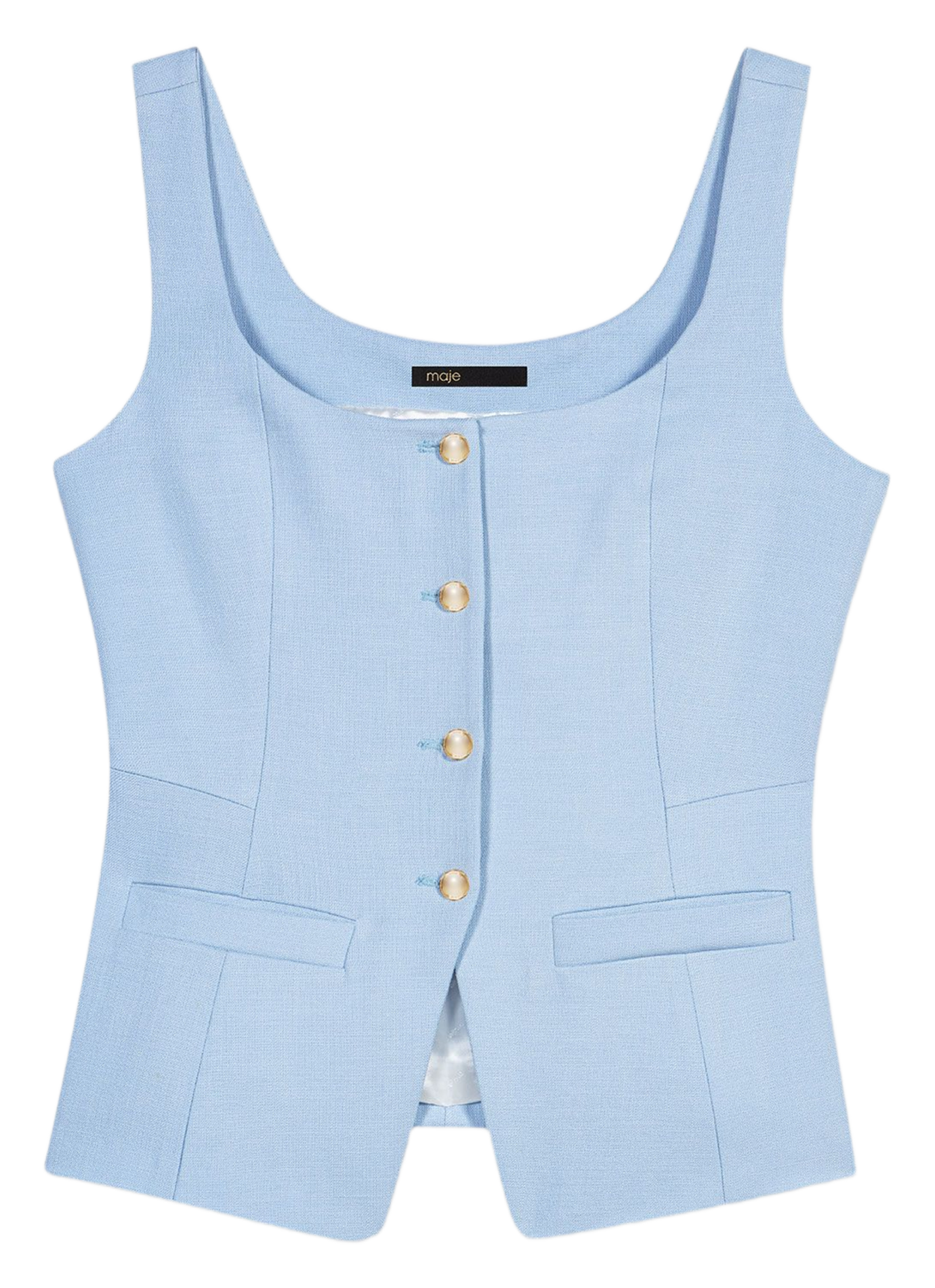 Gilet ajusté col carré MAJE Bleu